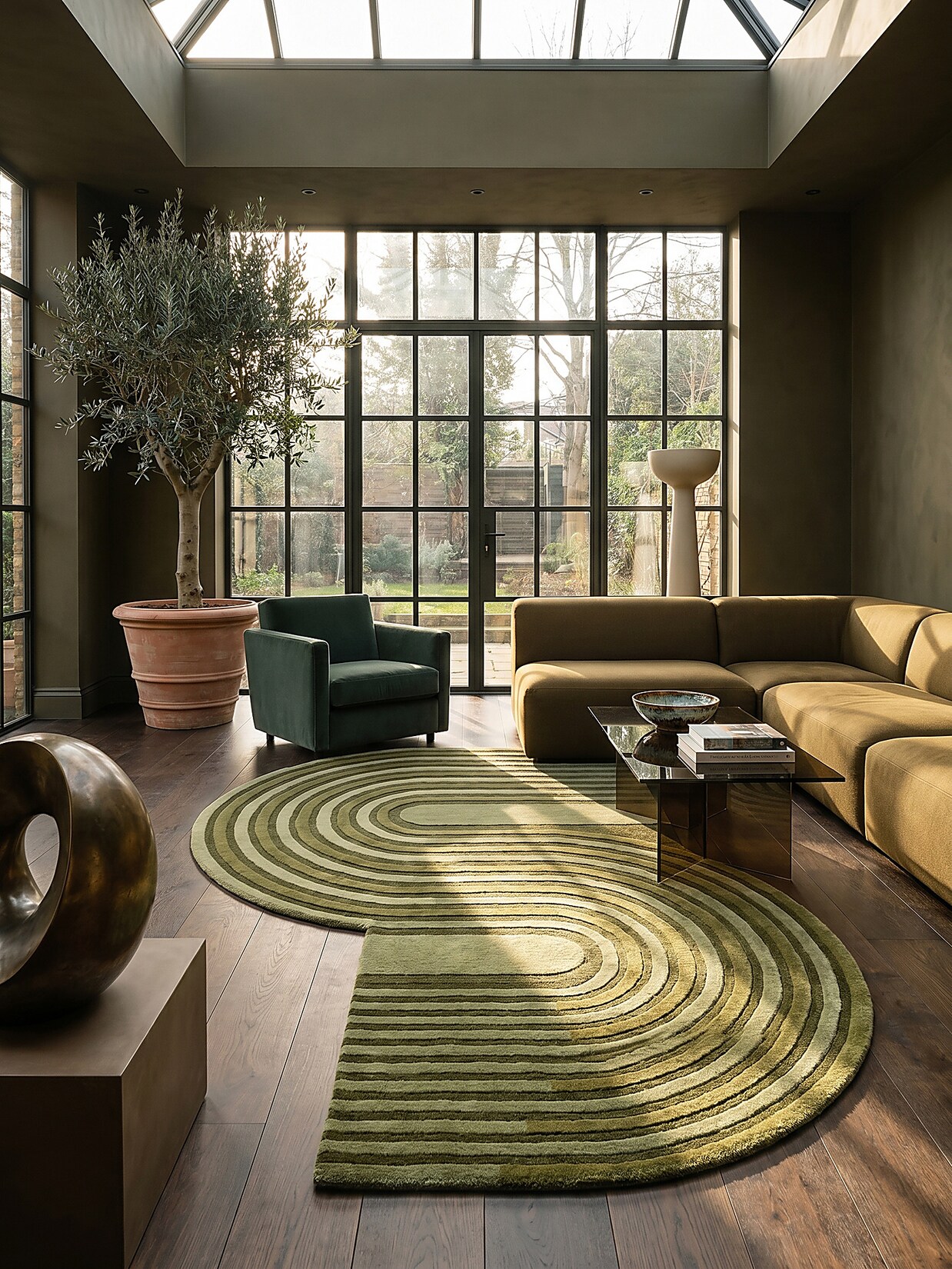 Wollteppich geometrisch Olivegrün 200 x 290 cm - LEVEN Kadima Design