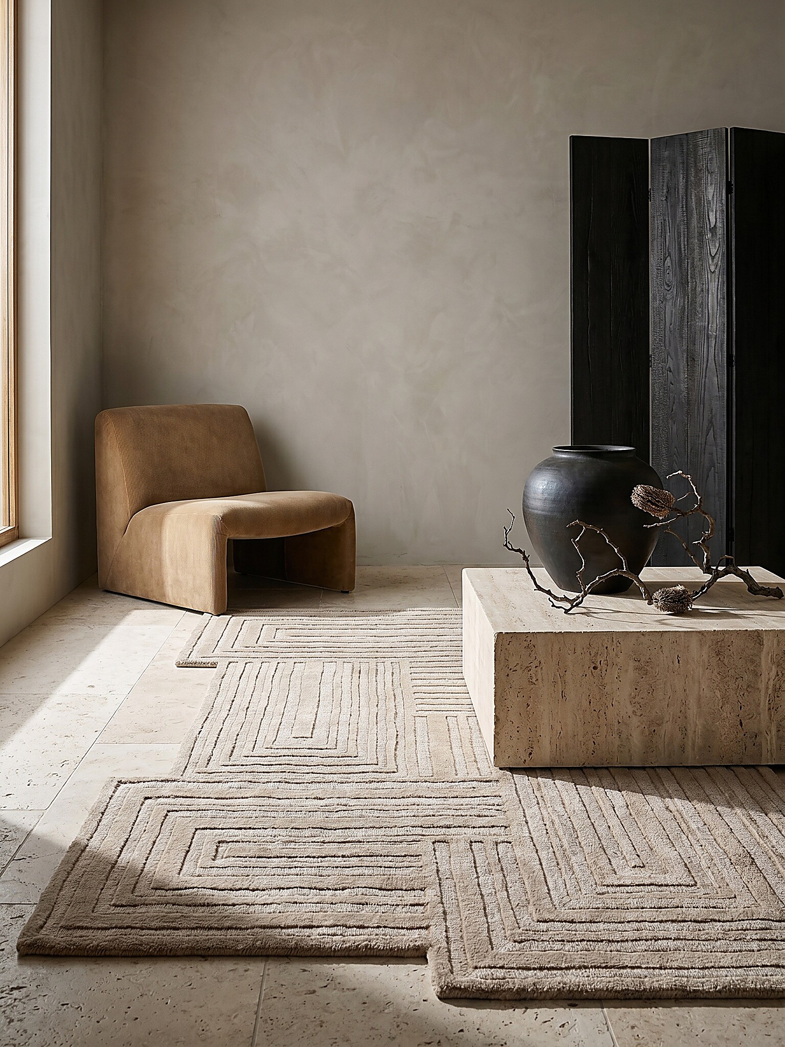 Wollteppich minimalistisch Natur 120 x 170 cm - LEVEN | Kadima Design 