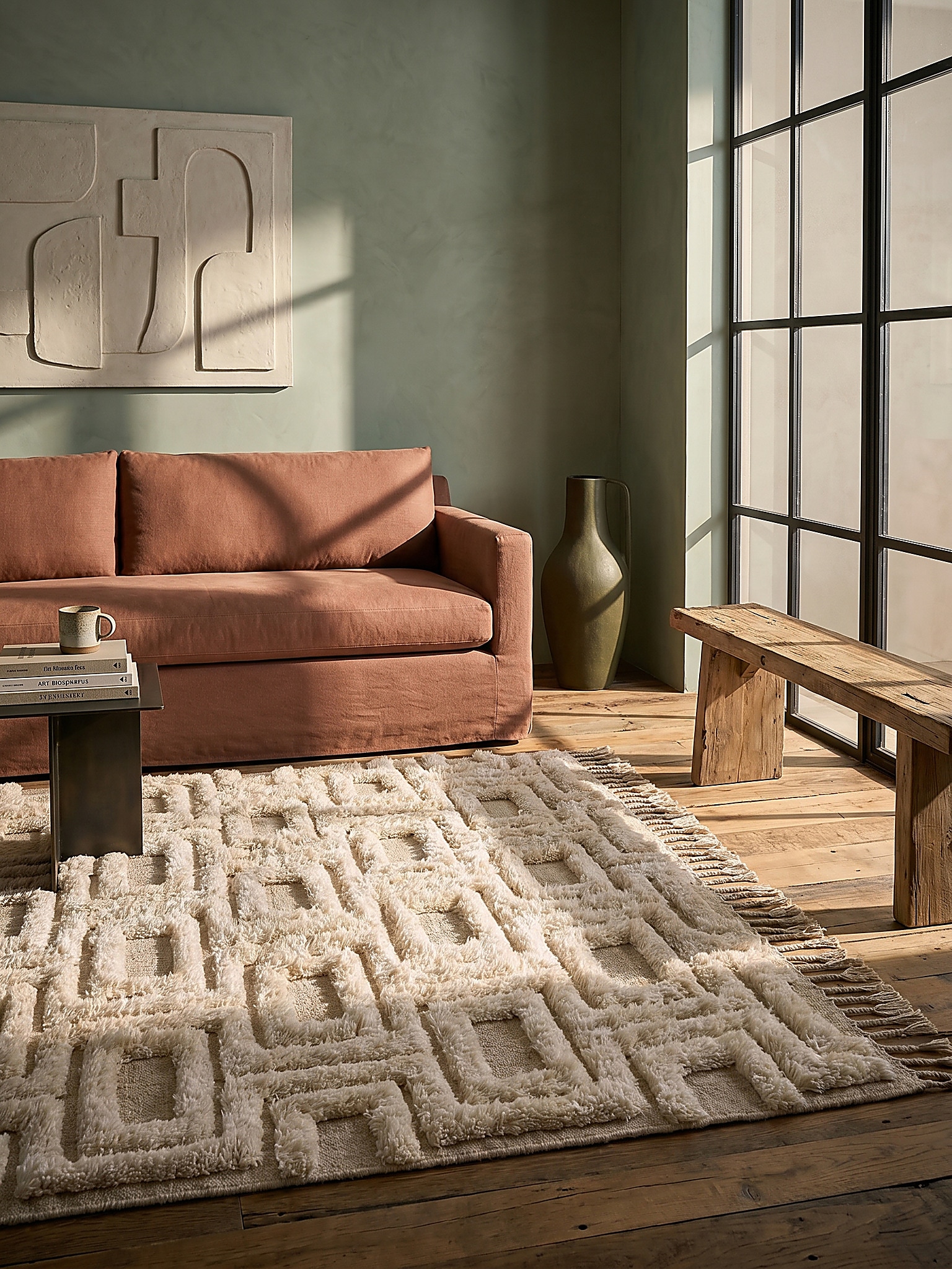 Wollteppich geometrisch Beige 120 x 170 cm - COPSE | Kadima Design 