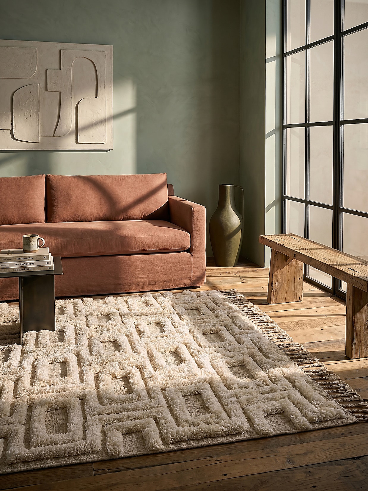 Wollteppich geometrisch Beige 160 x 230 cm - COPSE Kadima Design