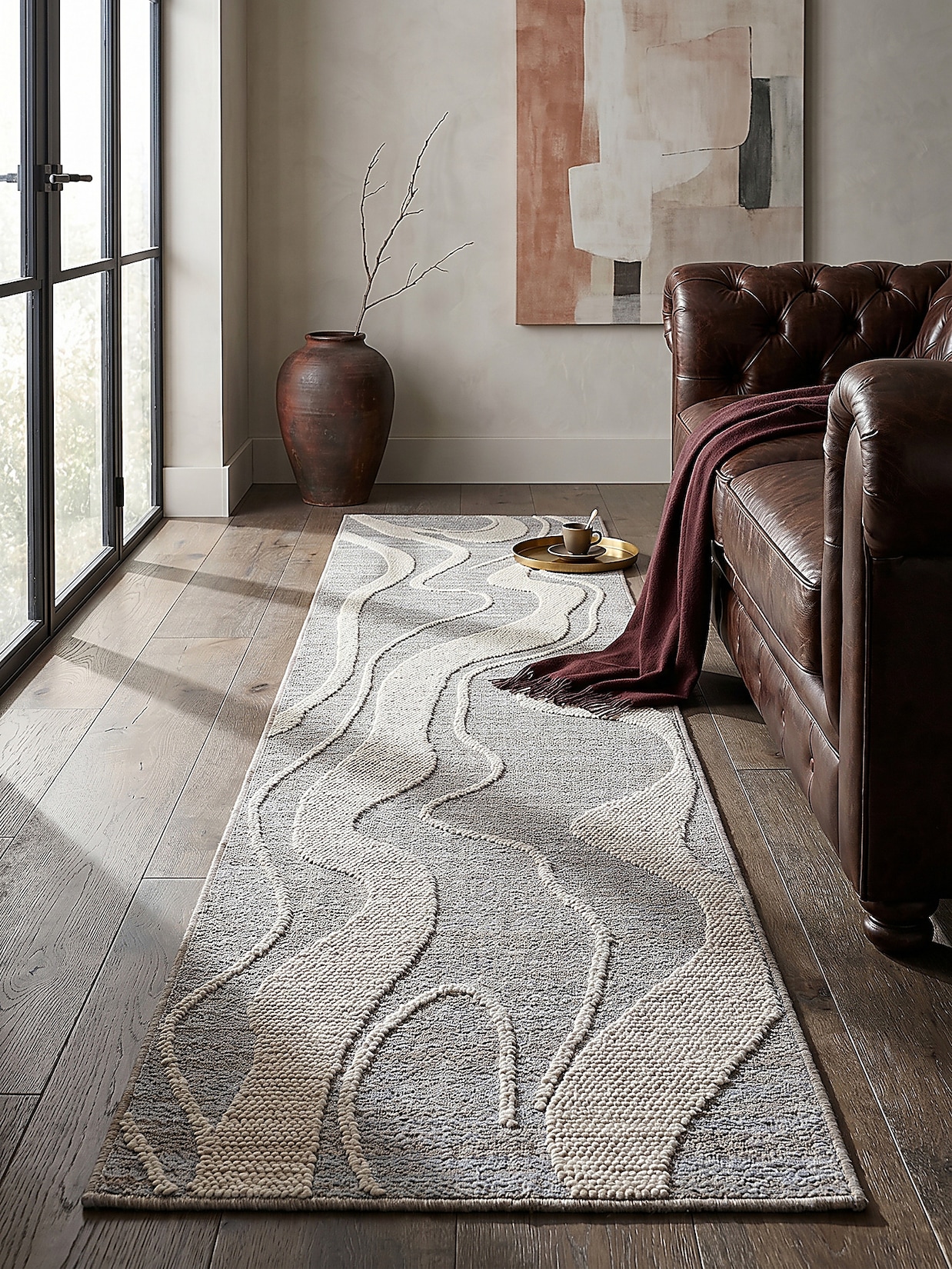Läufer abstrakt Grau 78 x 230 cm - LEAM Kadima Design