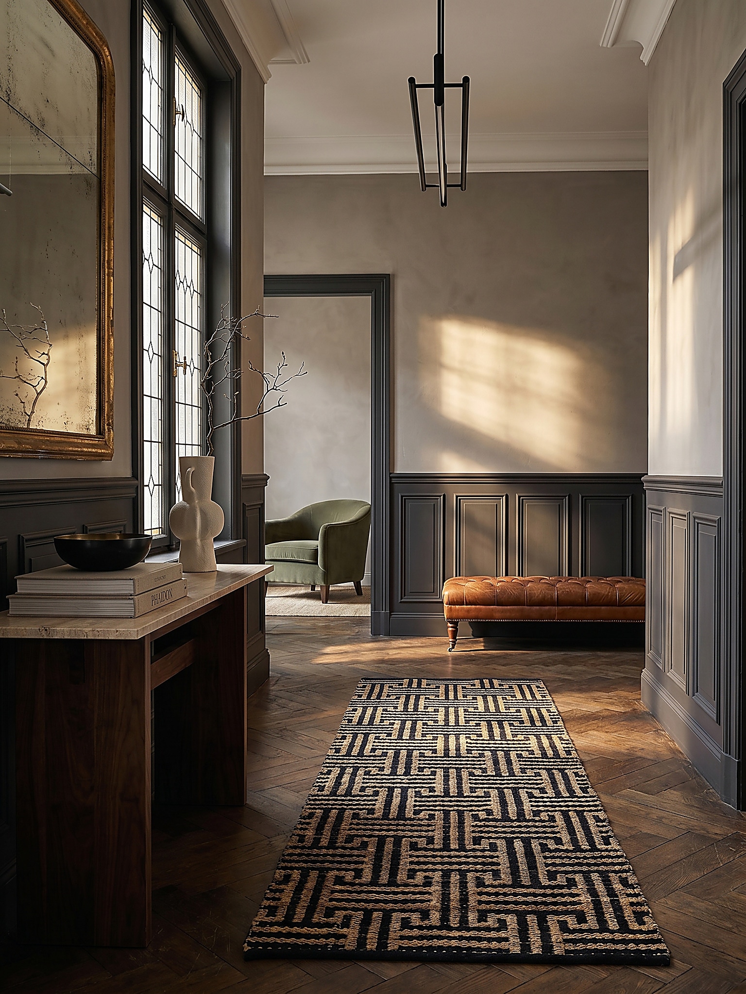 L&auml;ufer geometrisch Natur-Schwarz 80 x 230 cm - CROFT | Kadima Design 