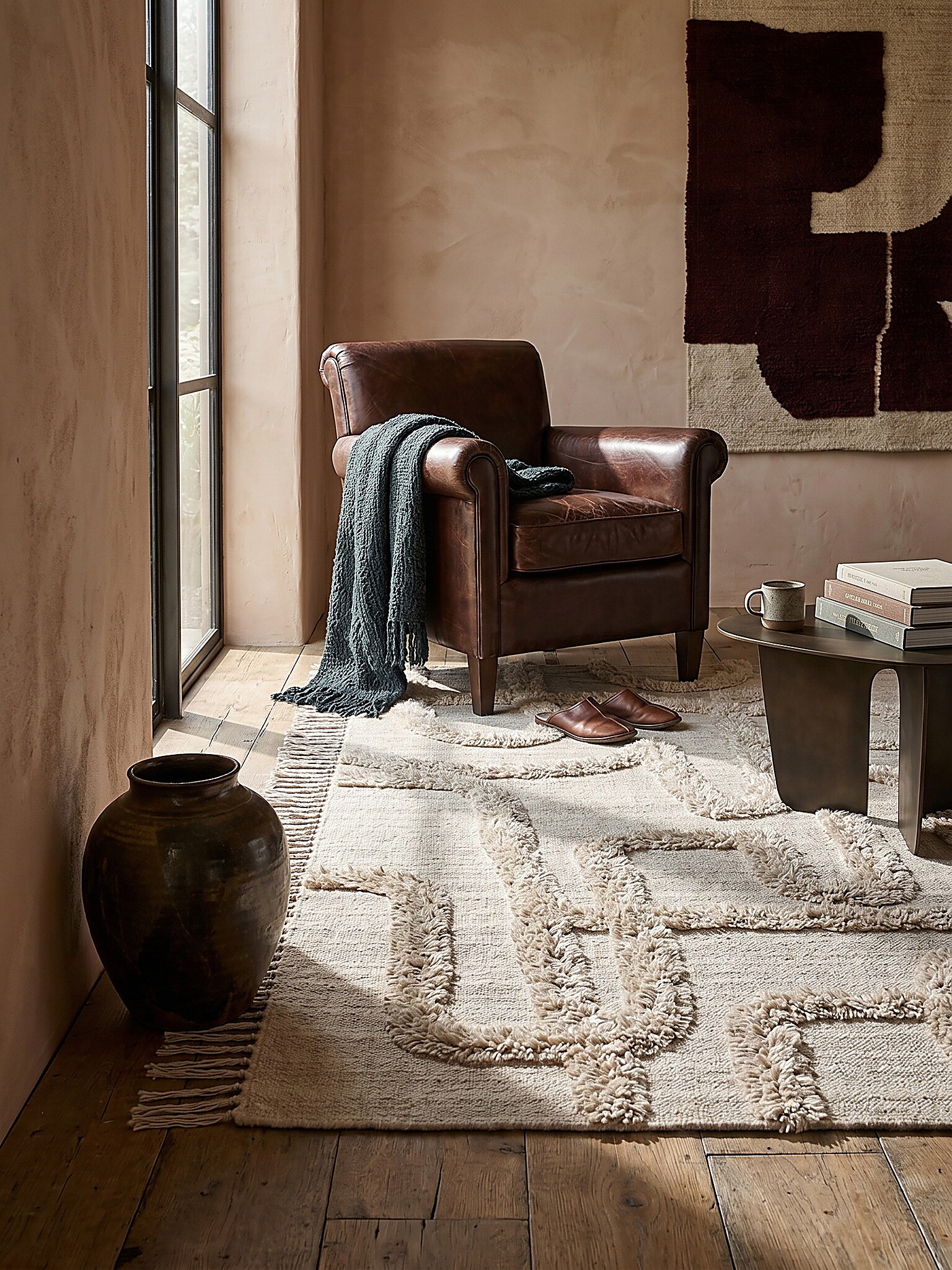 Wollteppich abstrakt Natur-Beige 200 x 290 cm - FOWEY | Kadima Design 