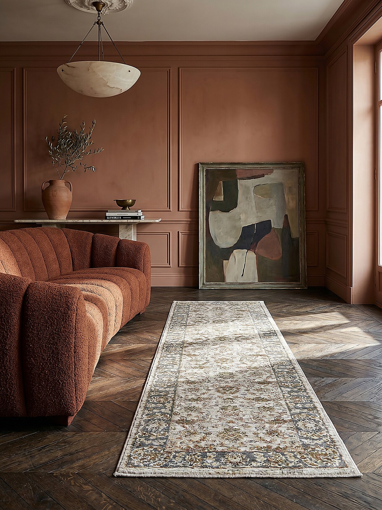 Läufer floral Erdtöne-Grün 60 x 230 cm - ADUR Kadima Design