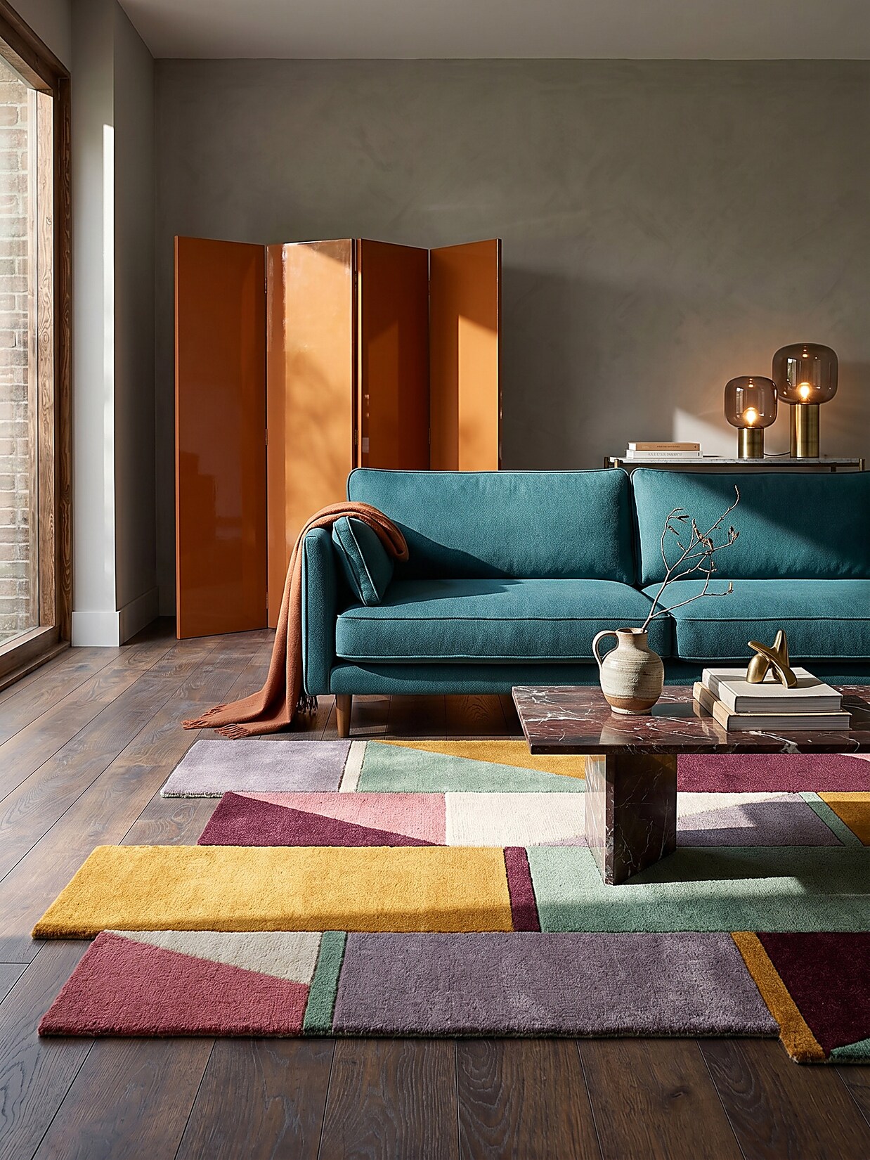 Wollteppich geometrisch Pastell-Bunt 120 x 180 cm - HALLEIN Kadima