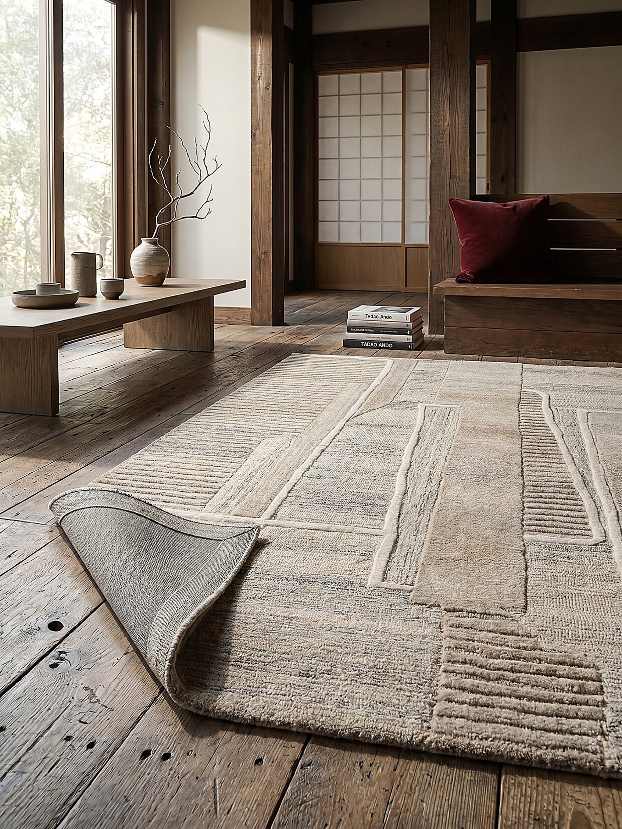 Wollteppich Relief Natur 200 x 300 cm - EDALE Kadima Design