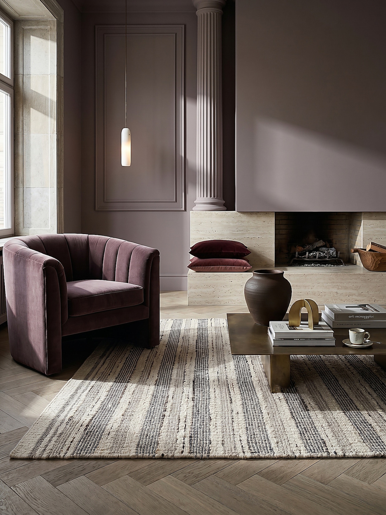 Flachgewebe-Teppich gestreift Natur 200 x 300 cm - HYTHE Kadima