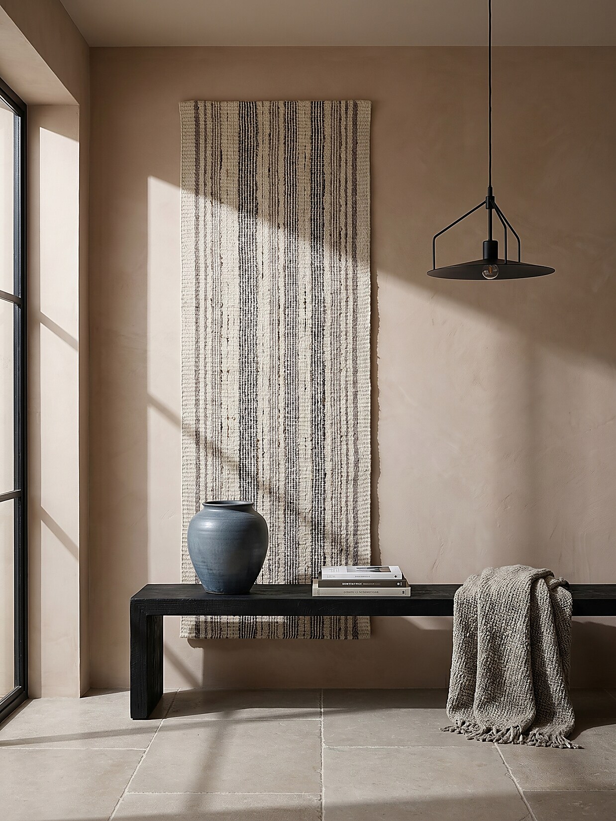 Läufer gestreift Natur 80 x 300 cm - HYTHE Kadima Design