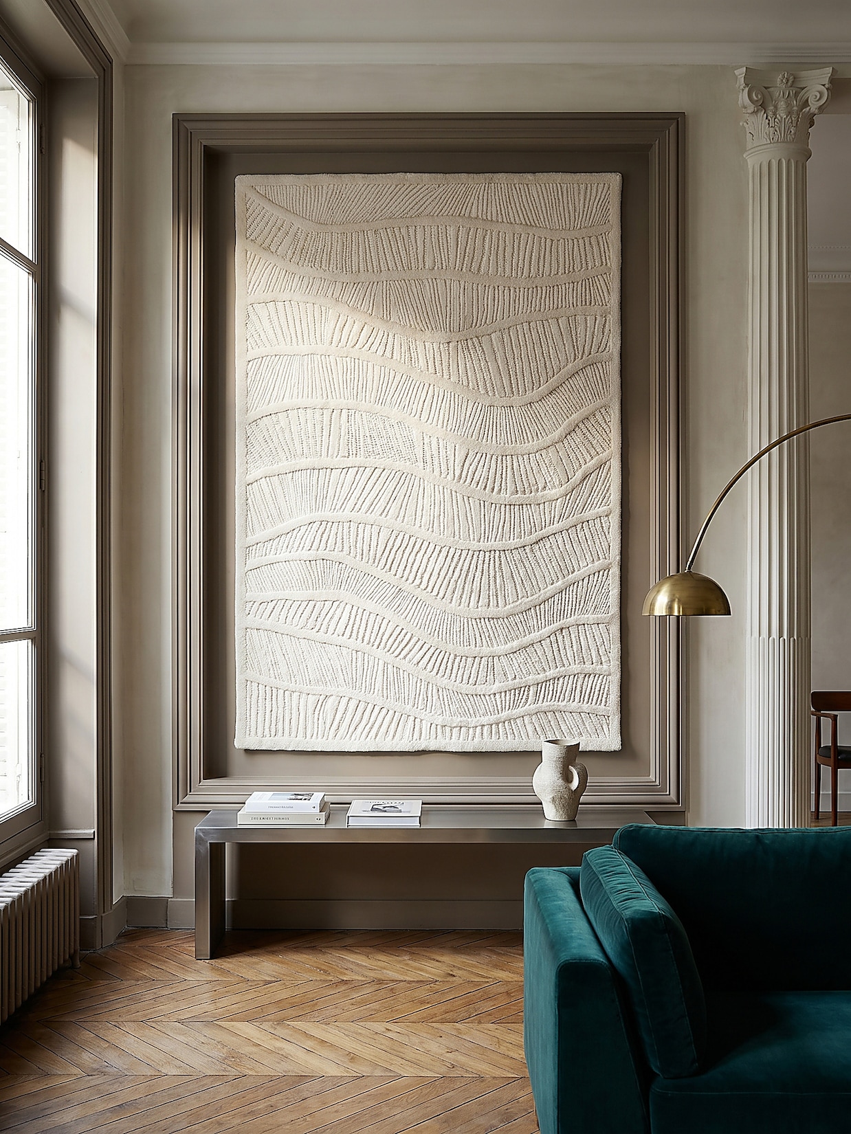 Wollteppich Wellen-Relief Weiß 200 x 290 cm - CARVE Kadima Design