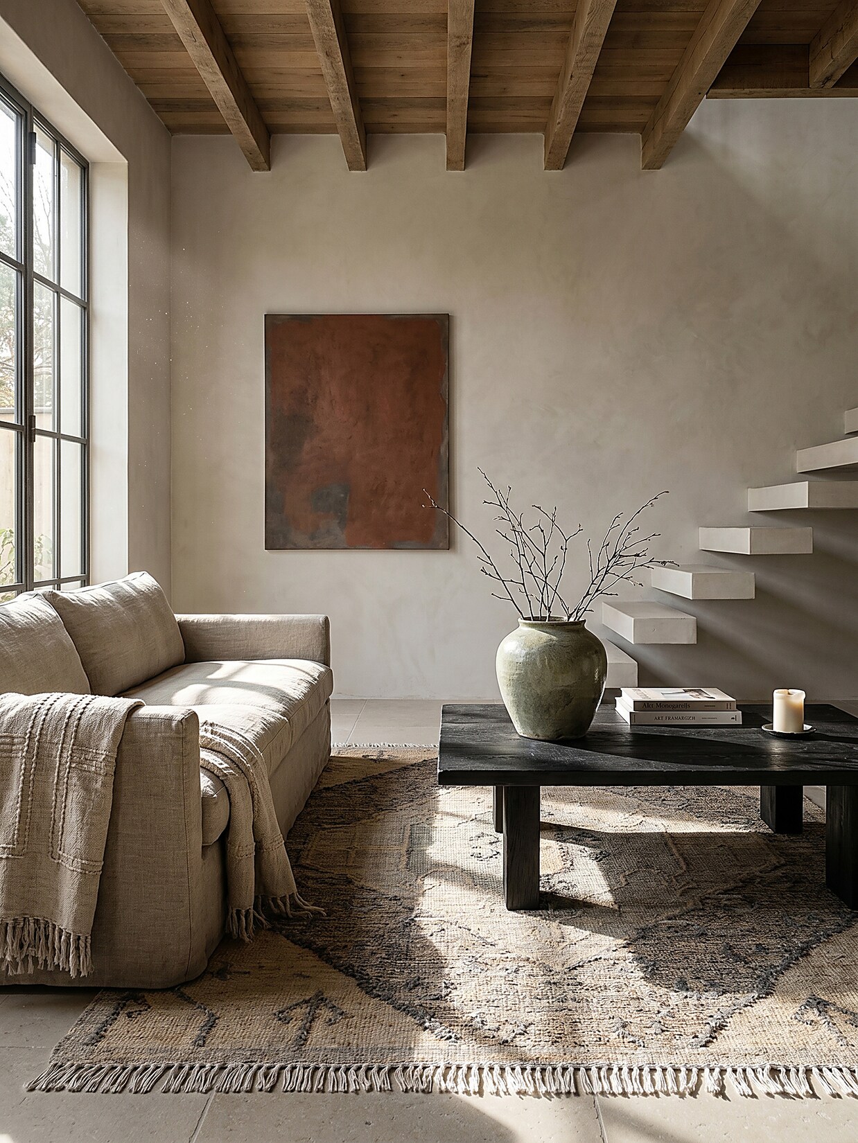 Flachgewebe-Teppich Natur 200 x 290 cm - BERMEO Kadima Design