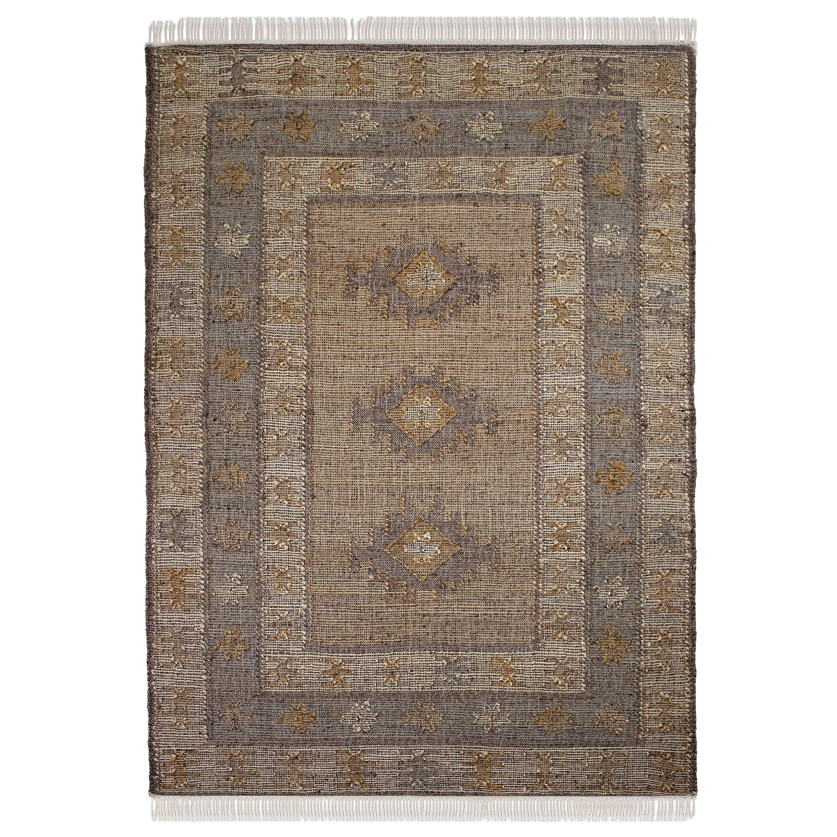 Flachgewebe-Teppich Kelim-Stern Natur 140 x 200 cm - BERMEO Kadima