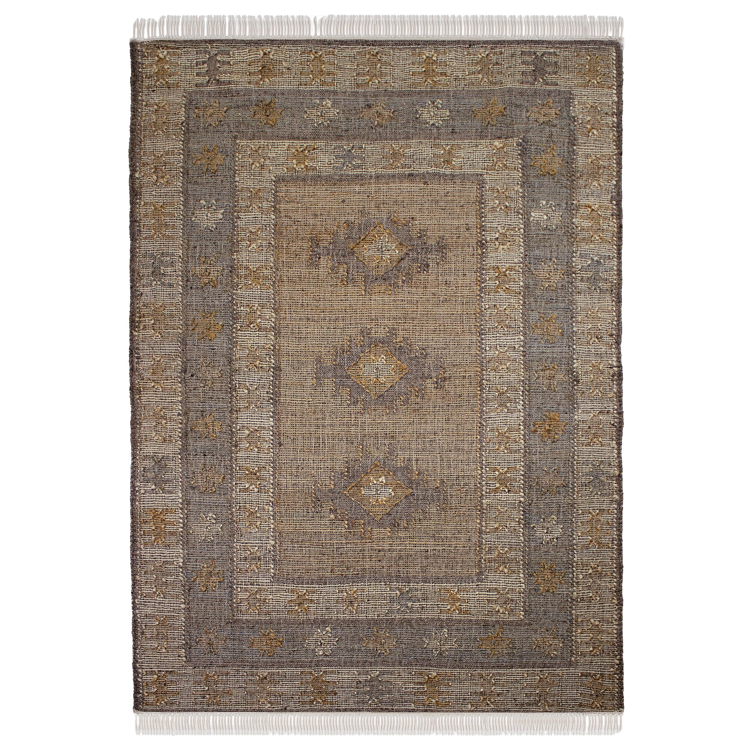 Flachgewebe-Teppich Kelim-Stern Natur 200 x 290 cm - BERMEO | Kadima 