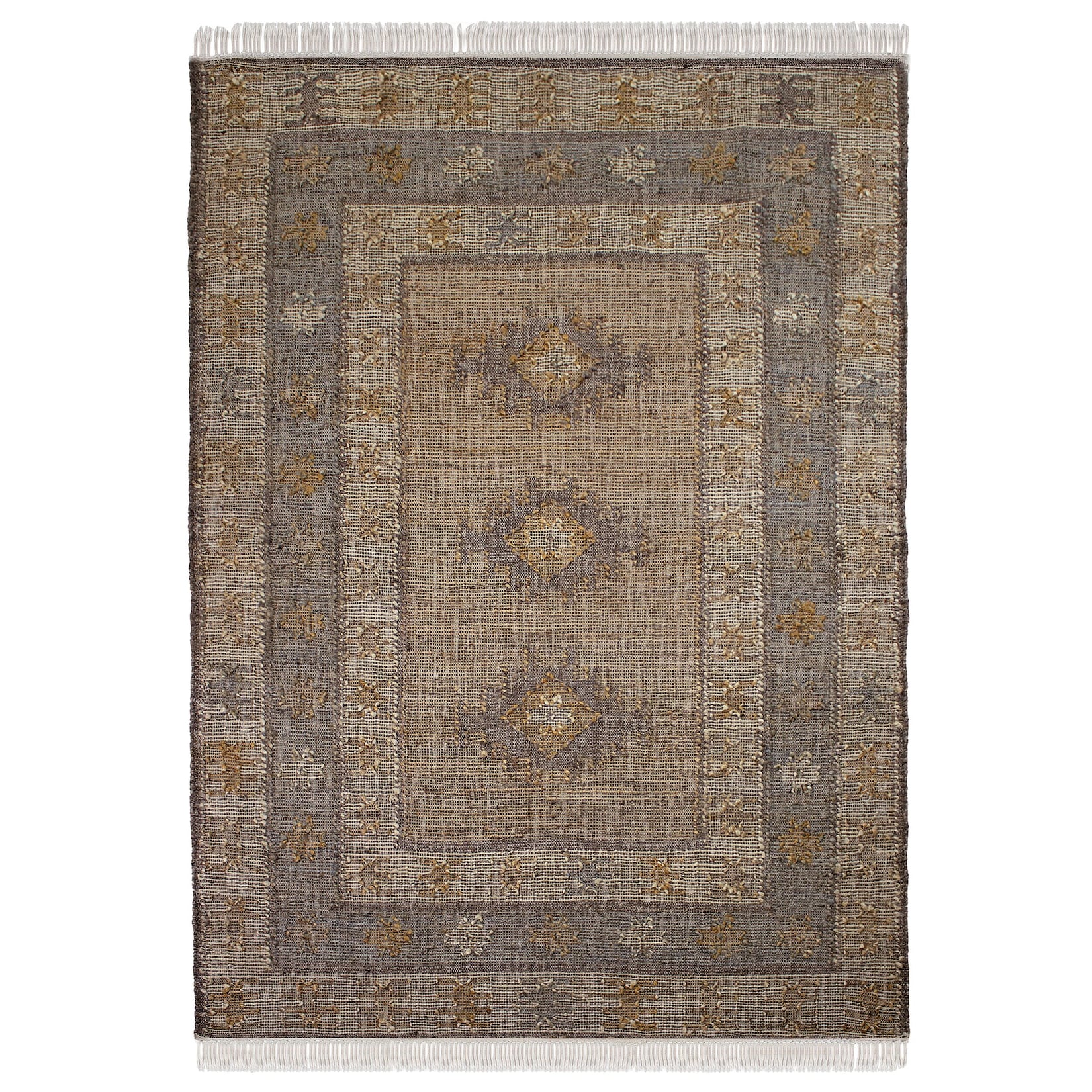 Flachgewebe-Teppich Kelim-Stern Natur 200 x 290 cm - BERMEO Kadima