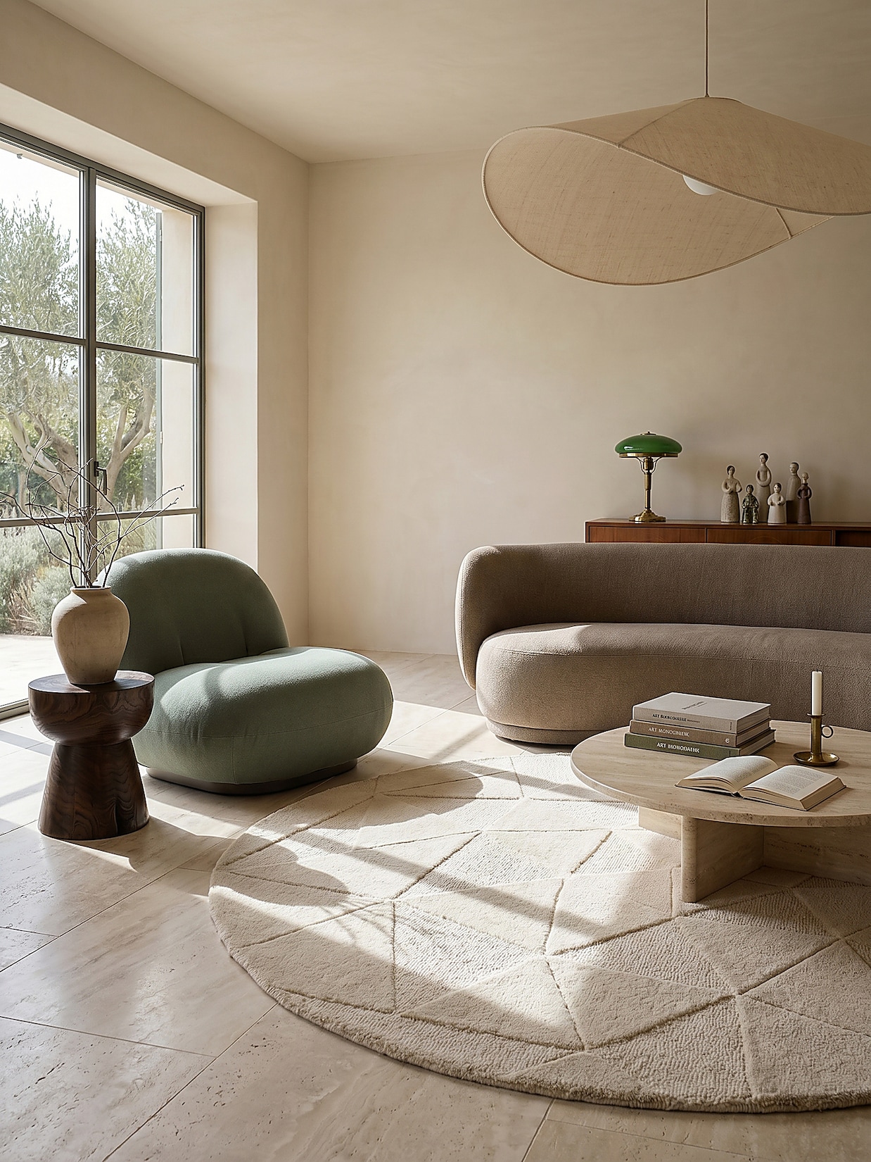 Wollteppich geometrisch Natur Ø160 cm - DEBEN Kadima Design