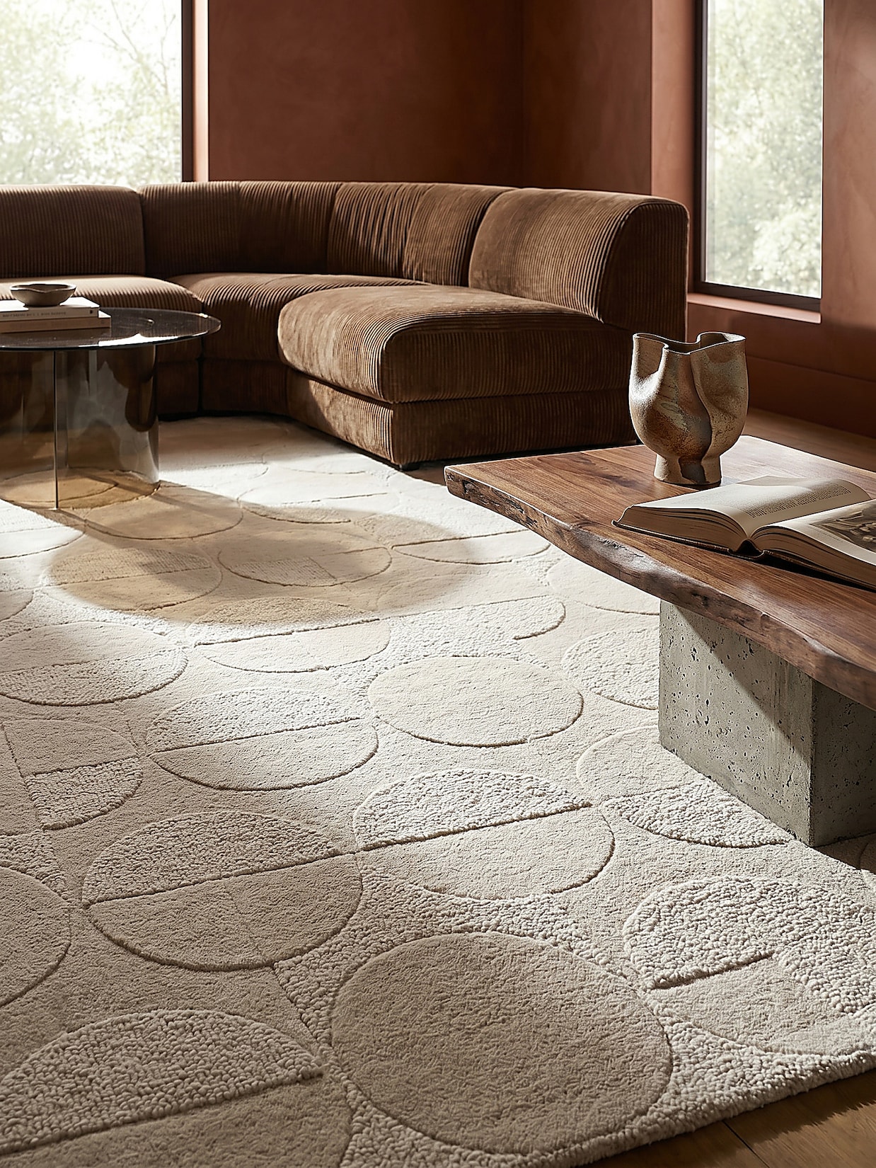 Wollteppich Kurzflor Elfenbein 120 x 170 cm - DEBEN Kadima Design