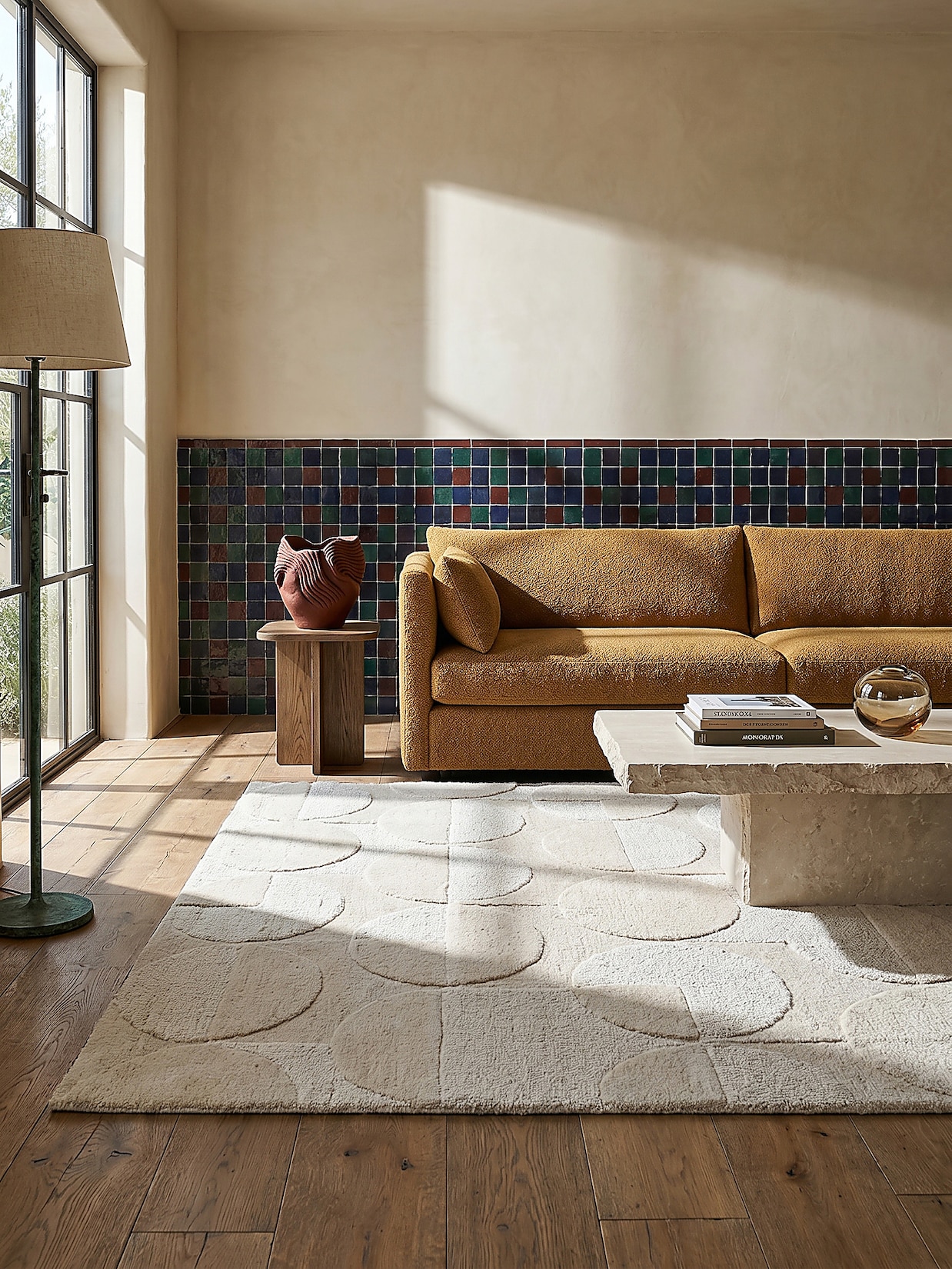 Wollteppich Kurzflor Elfenbein 160 x 230 cm - DEBEN Kadima Design