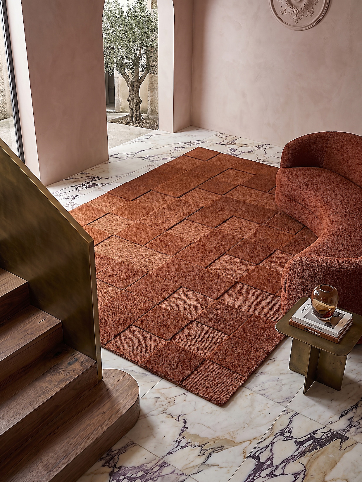 Wollteppich kariert Terrakotta 160 x 230 cm - DEBEN Kadima Design