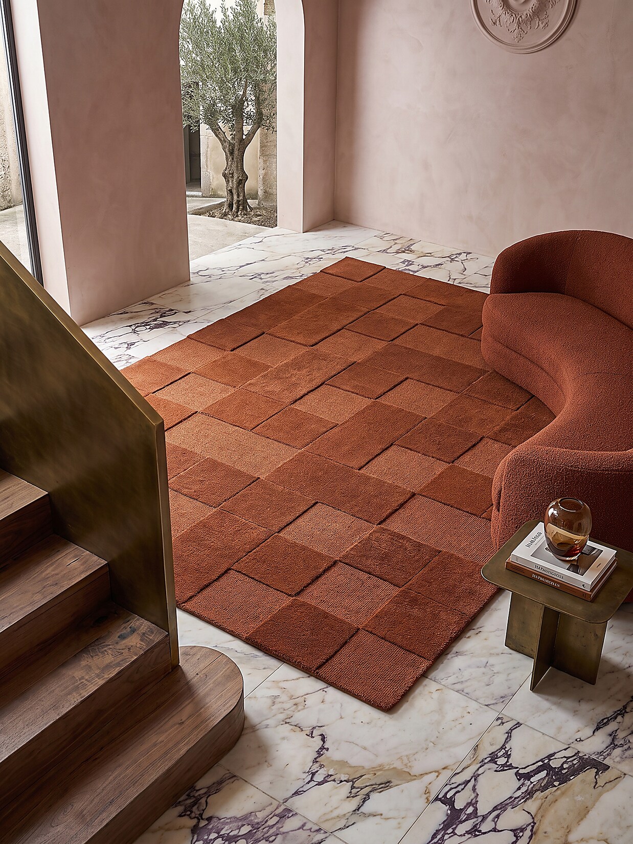 Wollteppich kariert Terrakotta 120 x 170 cm - DEBEN Kadima Design