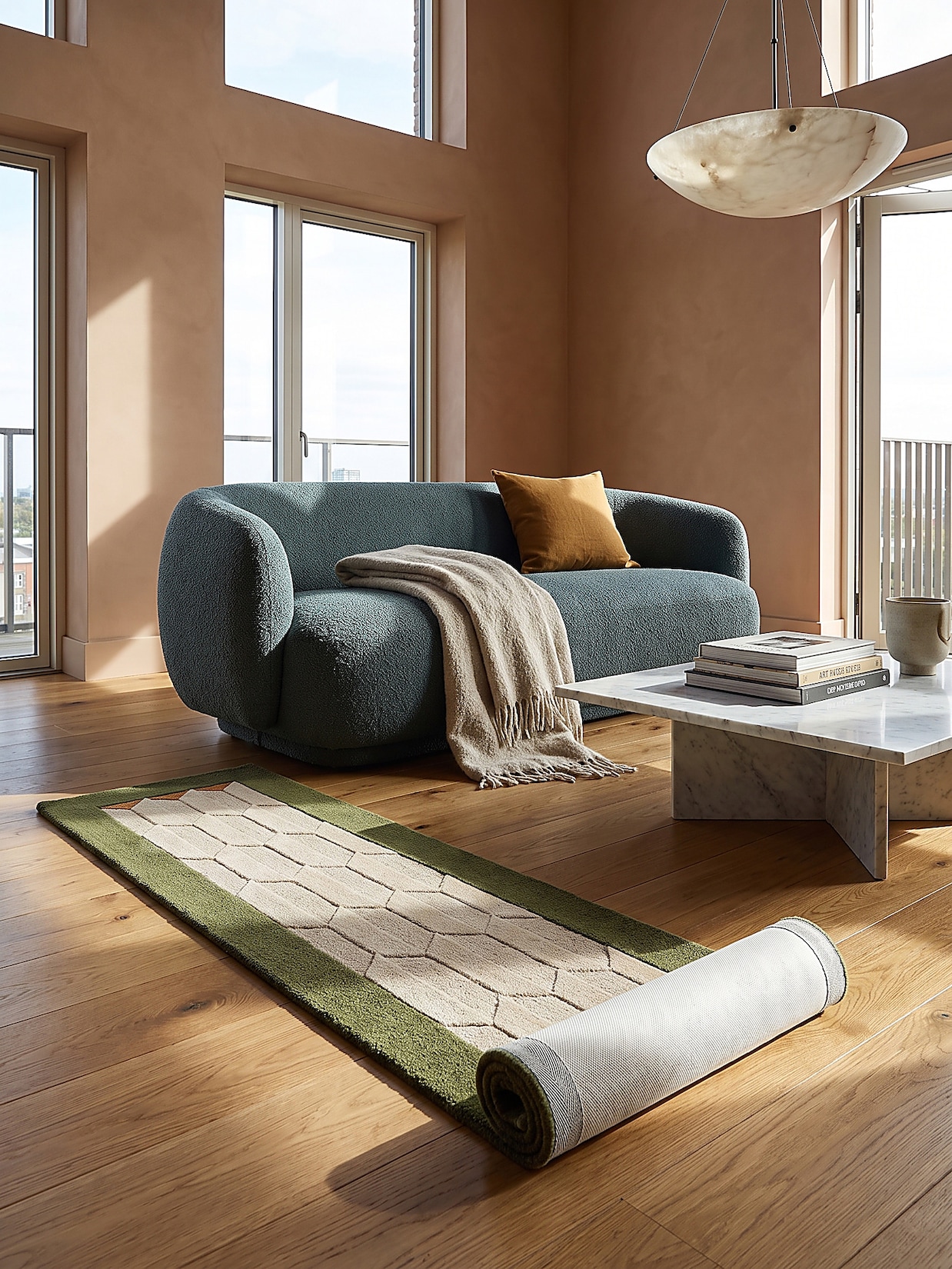 Läufer geometrisch Erdtöne-Grün 60 x 230 cm - DARENT Kadima Design