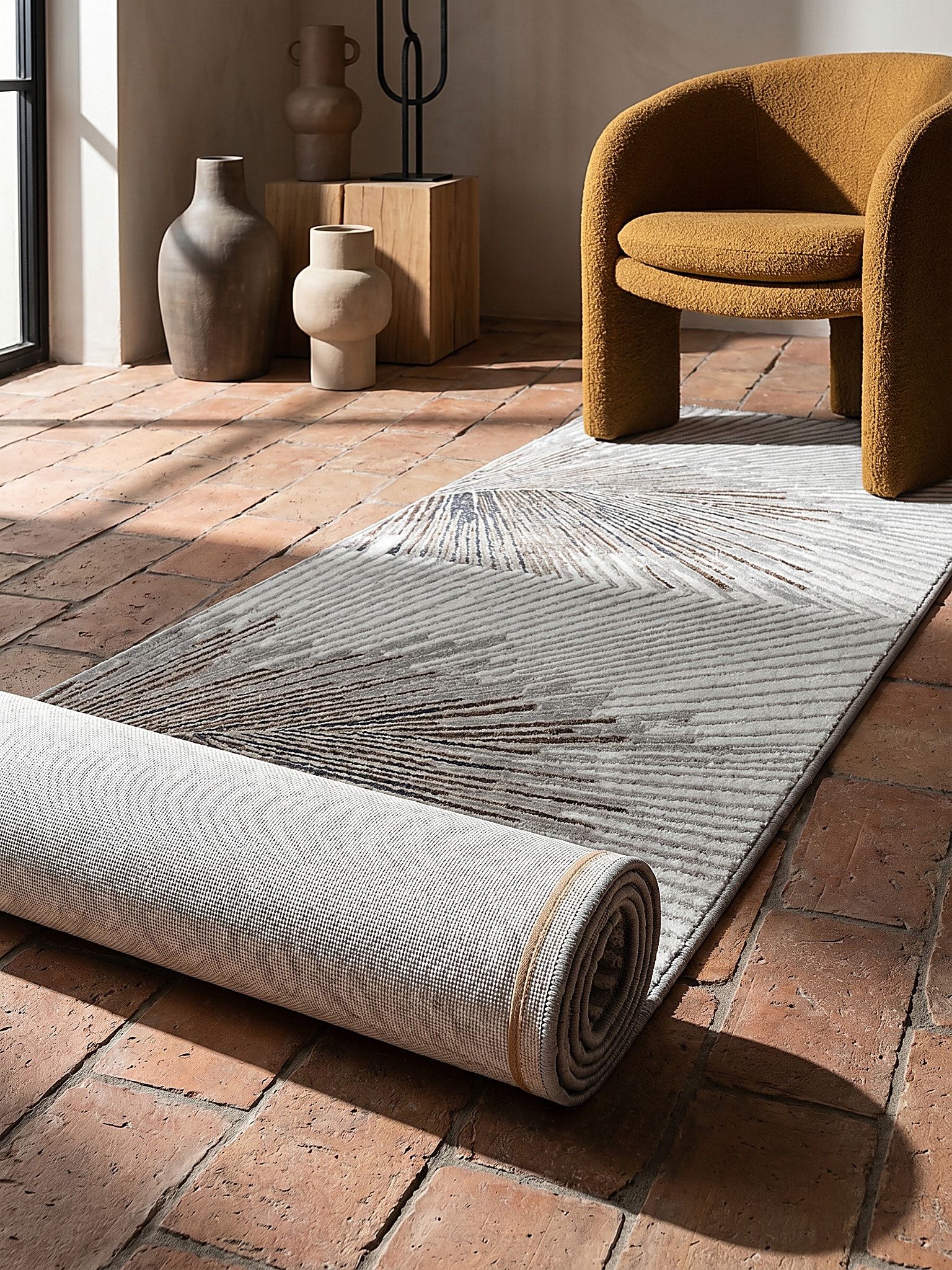 L&auml;ufer Polyester Grau 80x150 cm - KAVALA | Kadima Design 