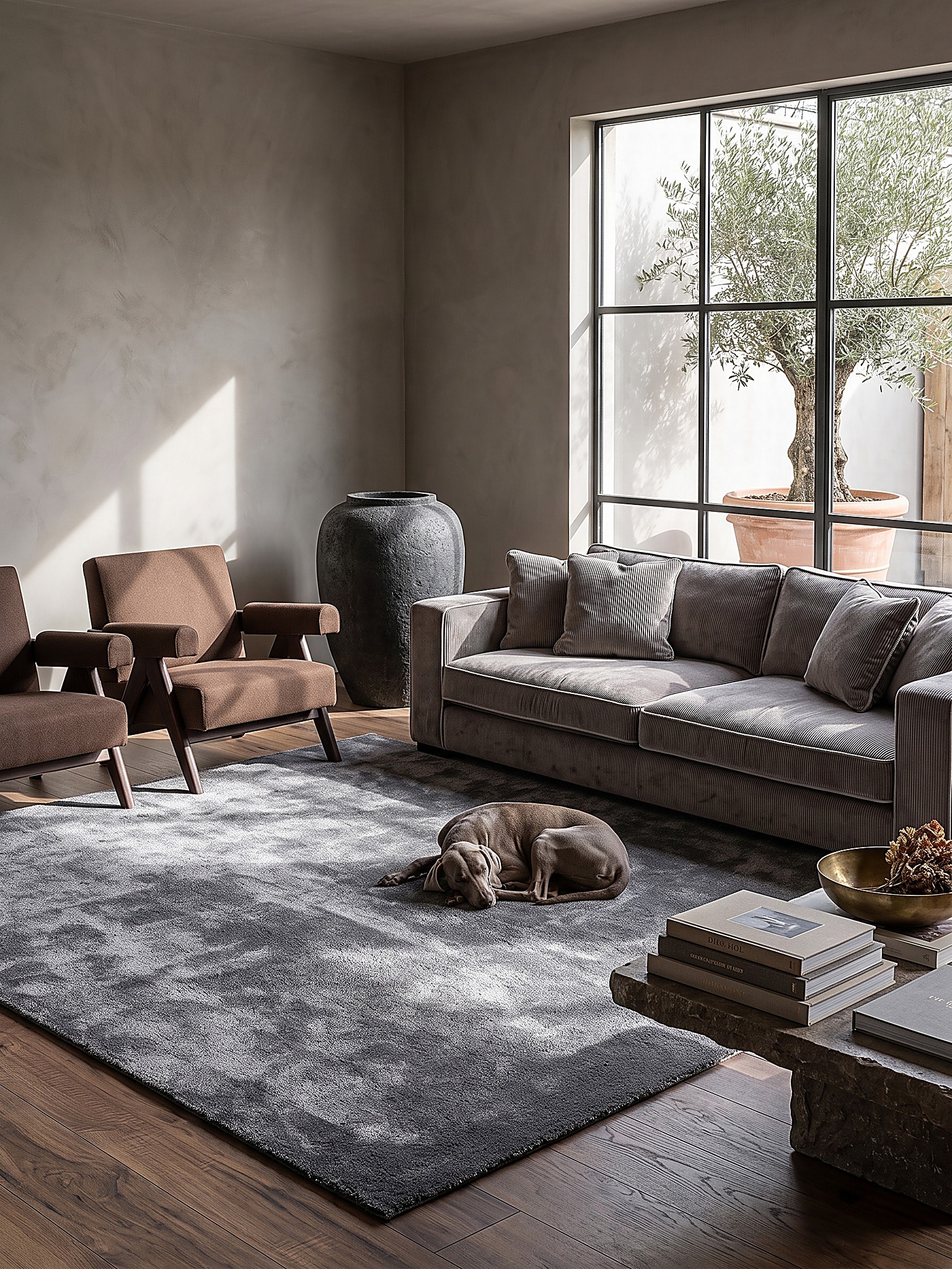 Teppich Antirutsch Anthrazit 240x240 cm - ALDAN | Kadima Design 