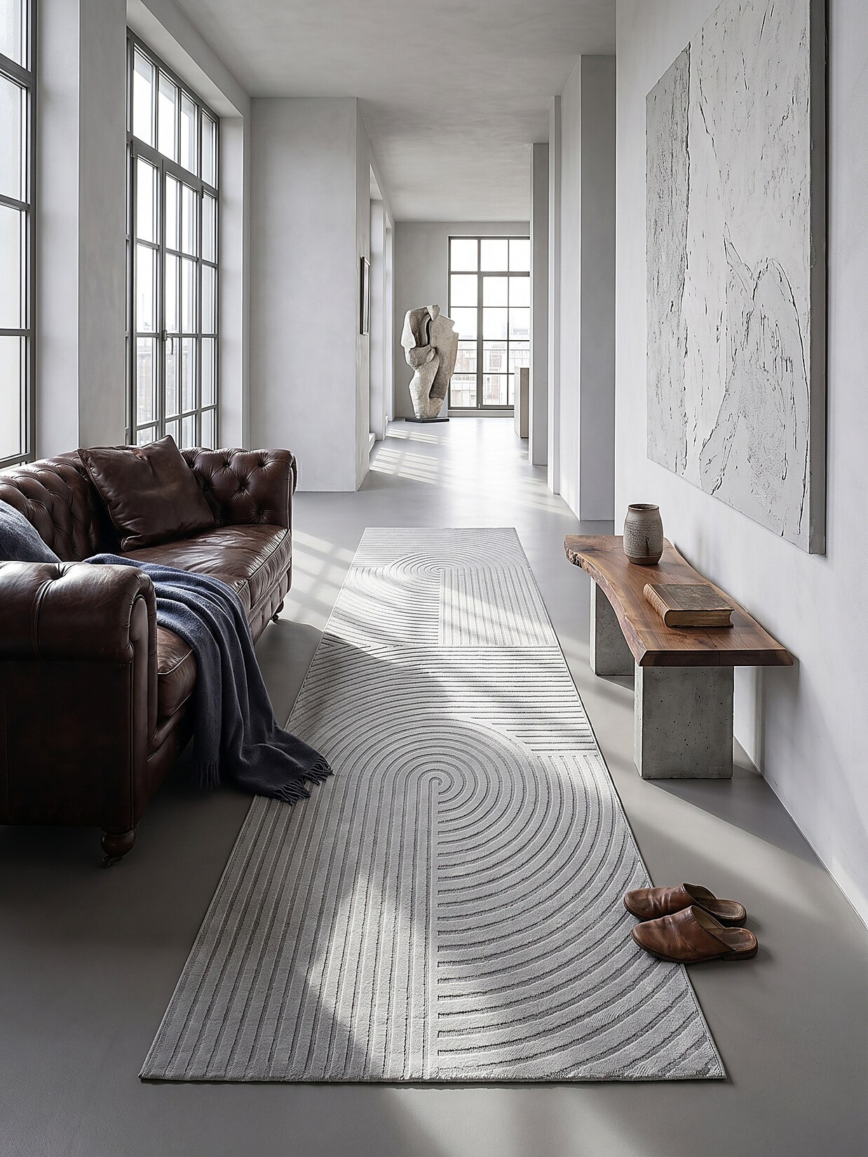 Läufer Polyester Grau 80x300 cm - ERESMA Kadima Design