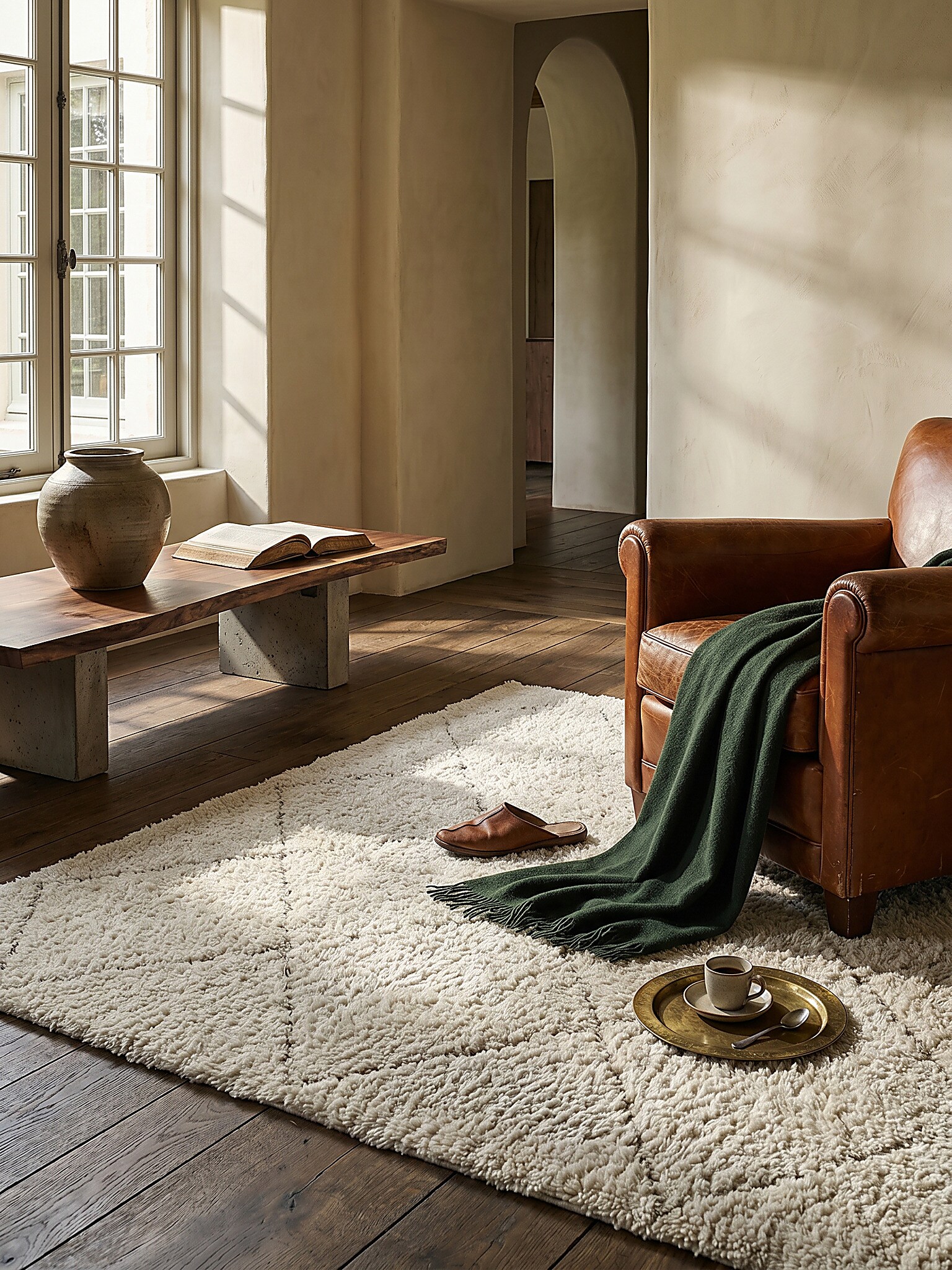 Shaggy-Teppich Pflegeleicht Creme 240x340 cm - ATRIO | Kadima Design 