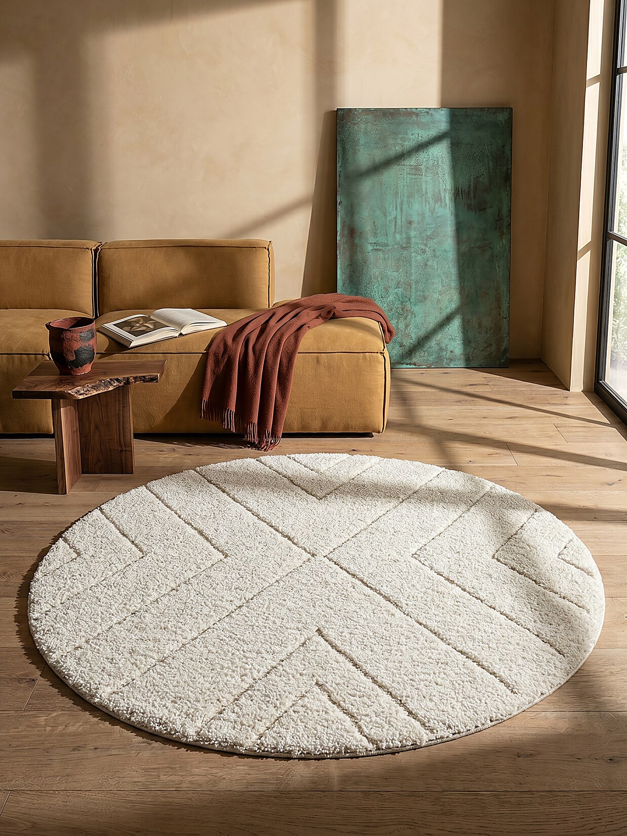 Shaggy-Teppich Pflegeleicht Creme 160x160 cm - ATRIO Kadima Design
