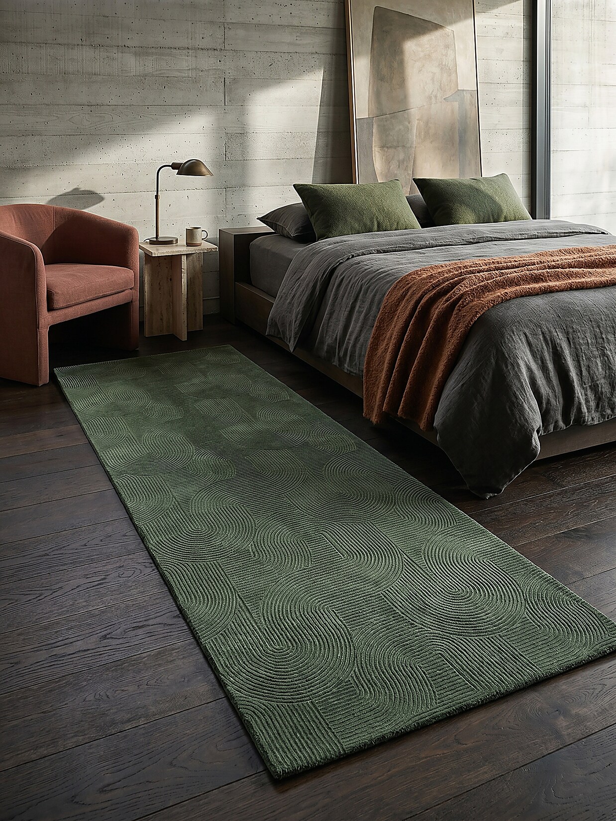 Läufer Antirutsch Waldgrün 80x150 cm - DALAR   Kadima Design