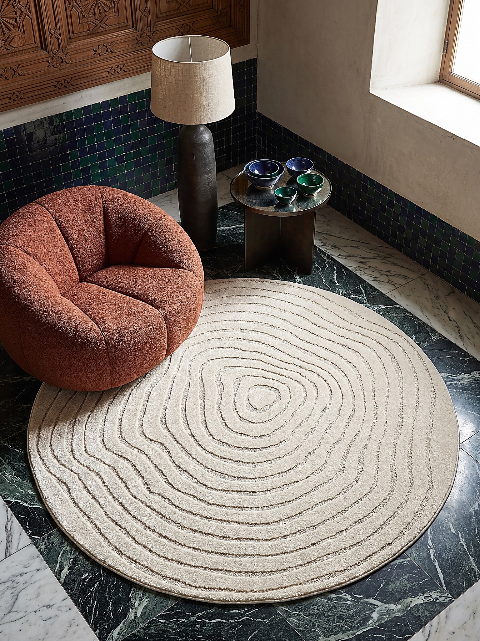 Teppich Pflegeleicht Creme 120x120 cm - CETINA | Kadima Design 