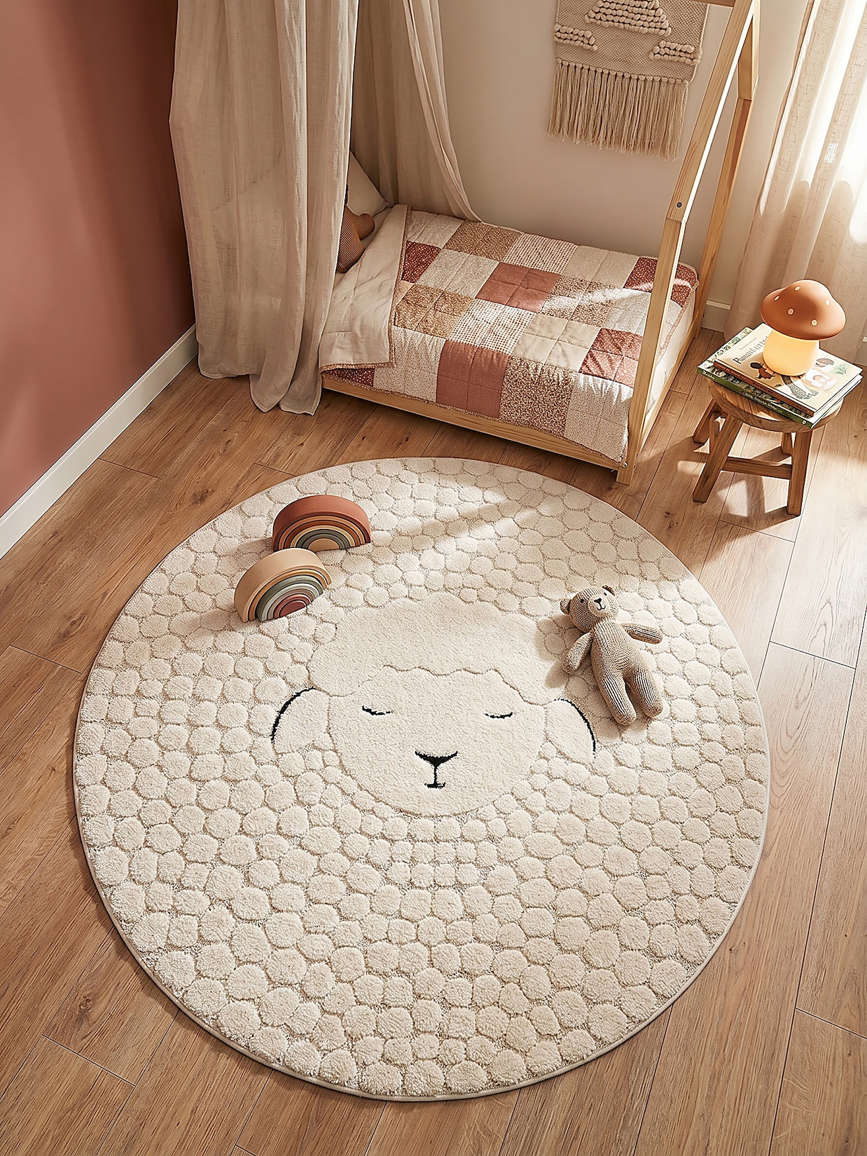 Kinderteppich Pflegeleicht Creme 160x160 cm - CANAZEI Kadima Design