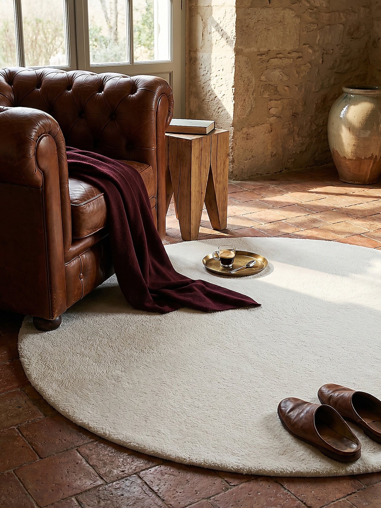 Teppich Antirutsch Creme 120x120 cm - DOUBS Kadima Design