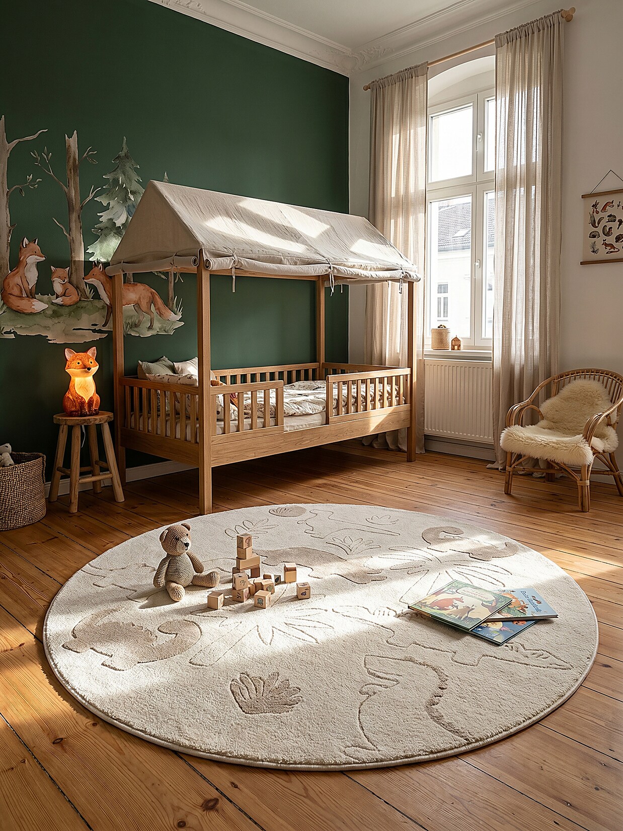 Kinderteppich Pflegeleicht Creme 120x120 cm - CANAZEI Kadima Design