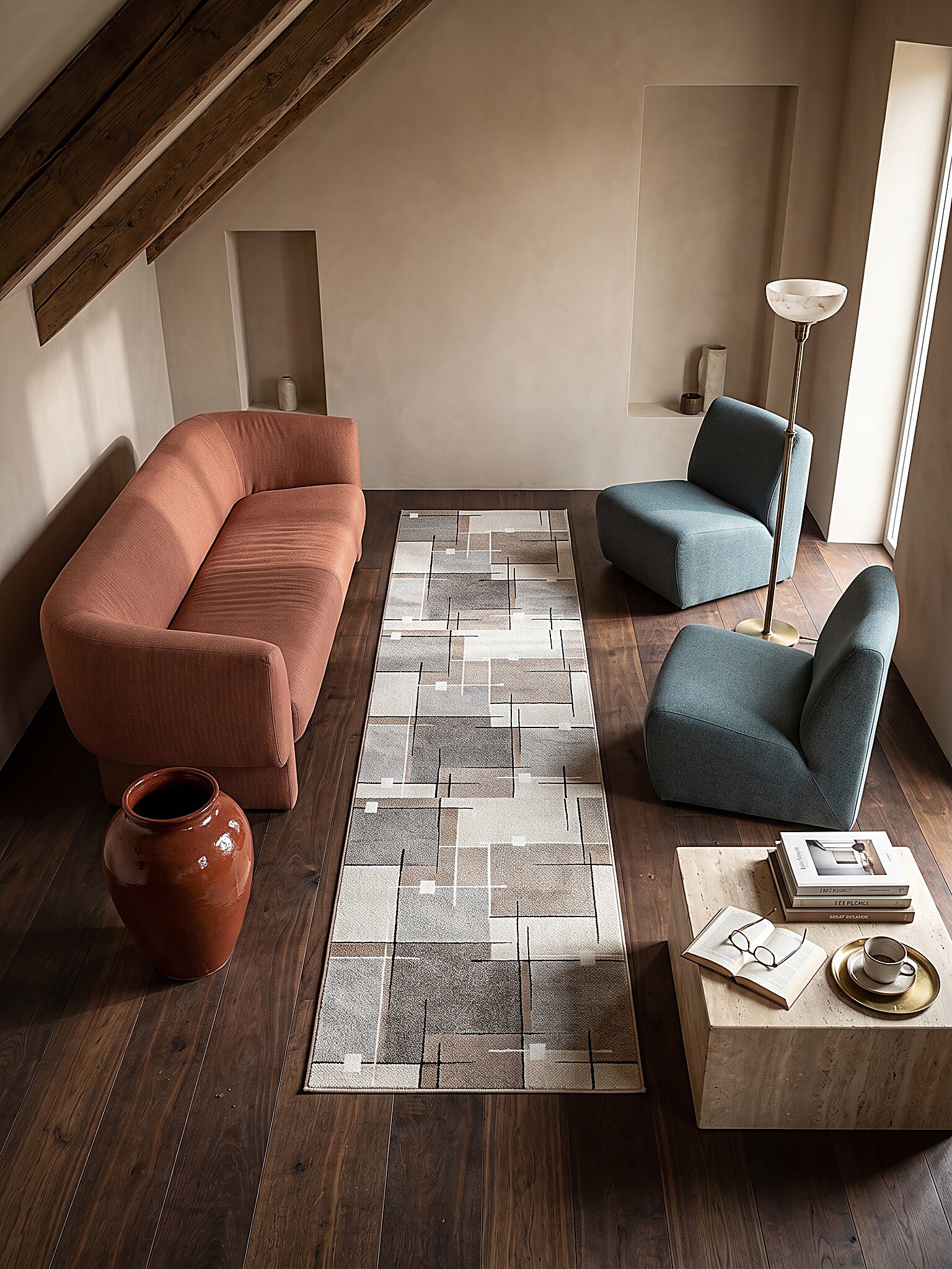 Niederflor-L&auml;ufer Kurzflor Grau 80x140 cm - THUR | Kadima Design 