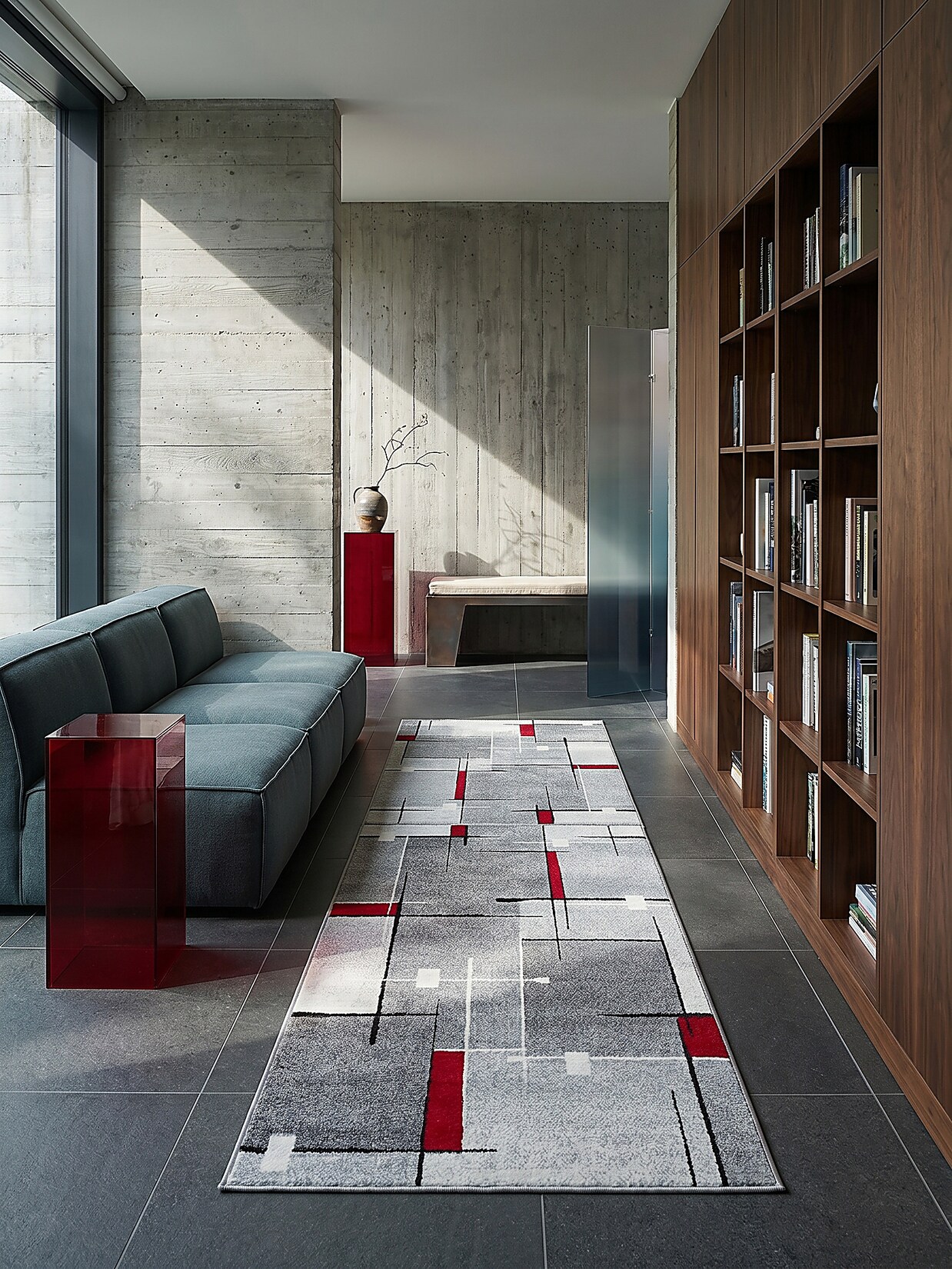 Niederflor-Läufer Kurzflor Grau 80x140 cm - THUR Kadima Design