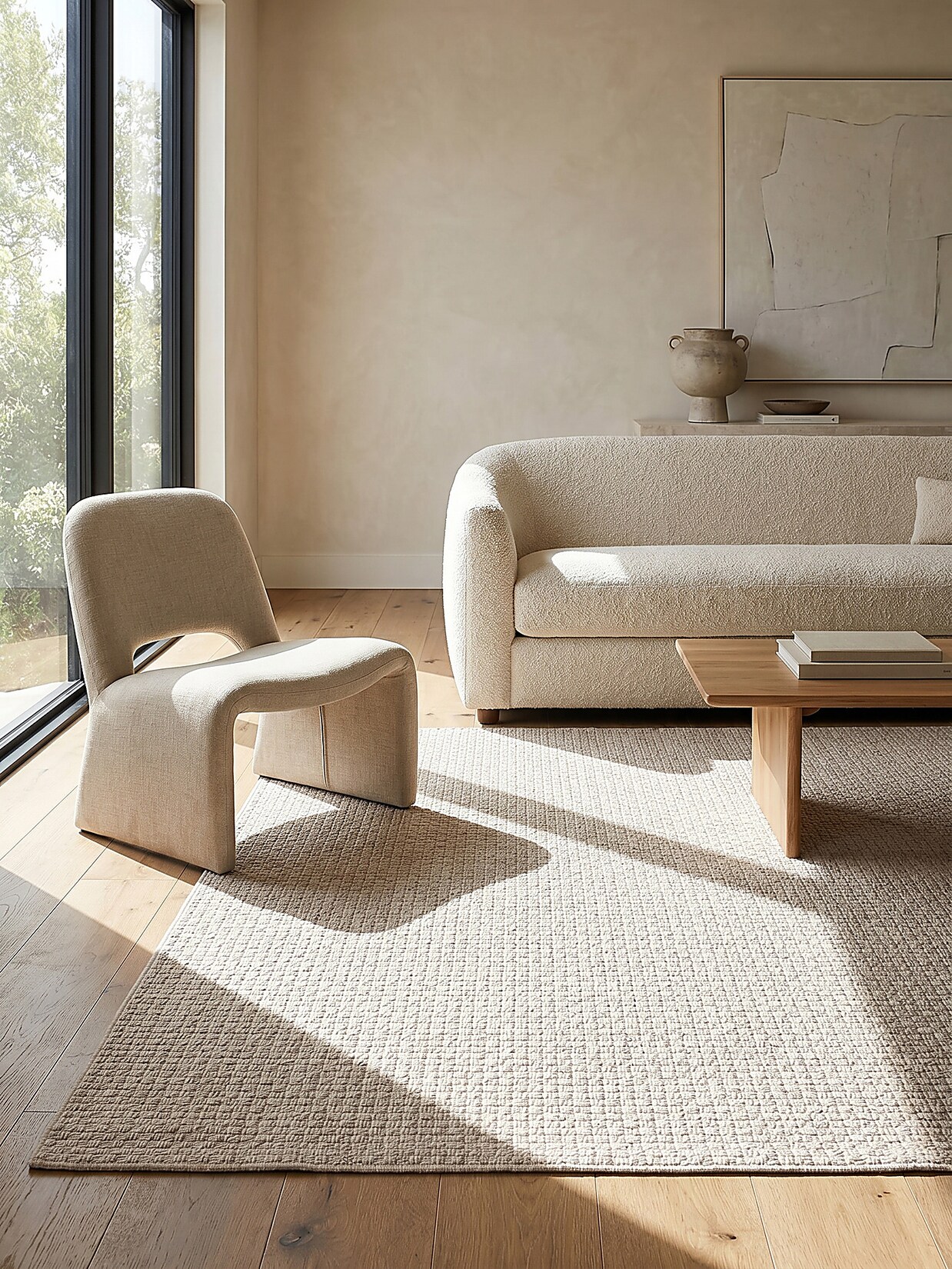 Flachgewebe-Teppich Pflegeleicht Beige 200x290 cm - BROYE Kadima