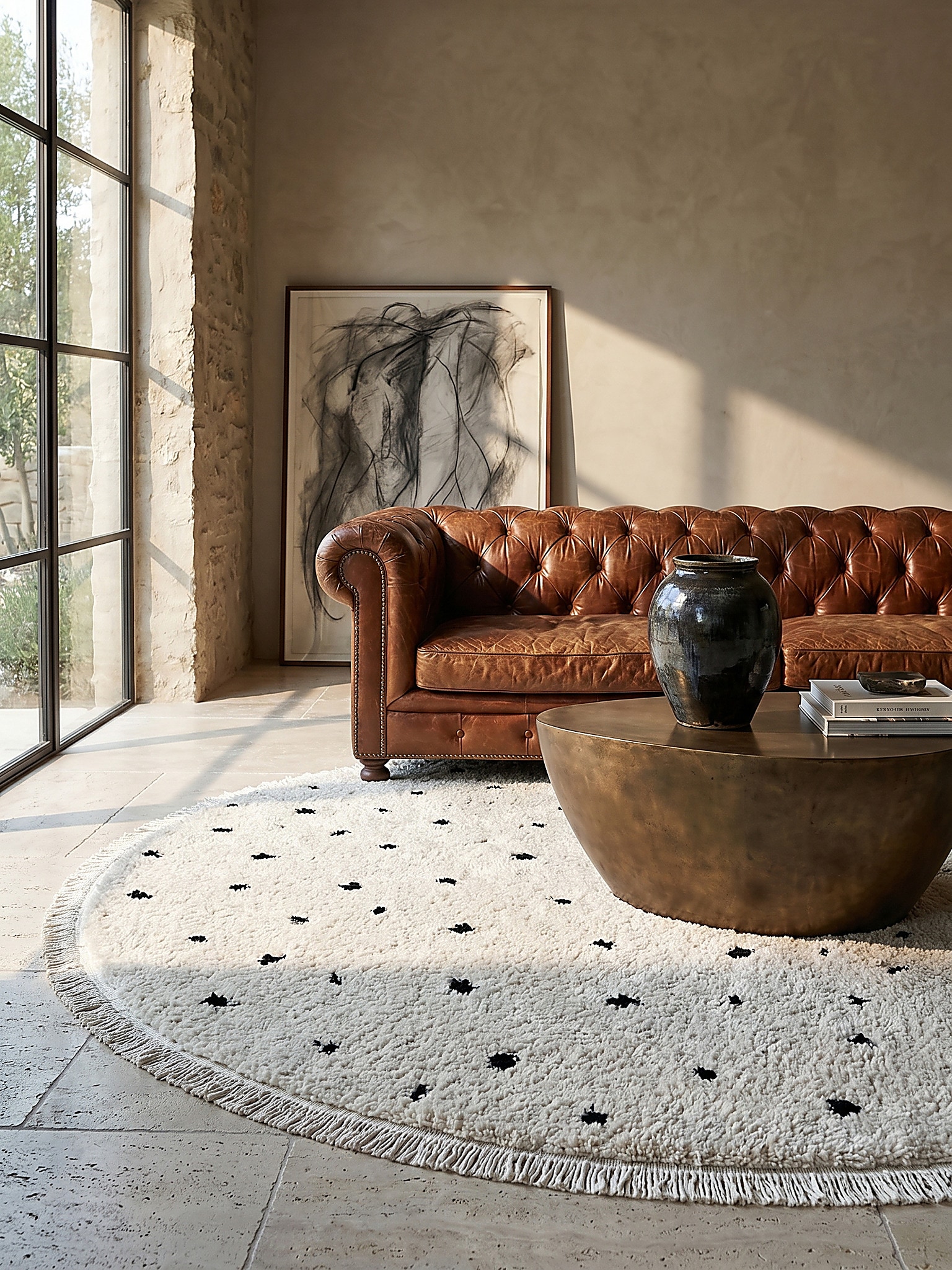 Shaggy-Teppich Pflegeleicht Creme 120x120 cm - ATRIO | Kadima Design 