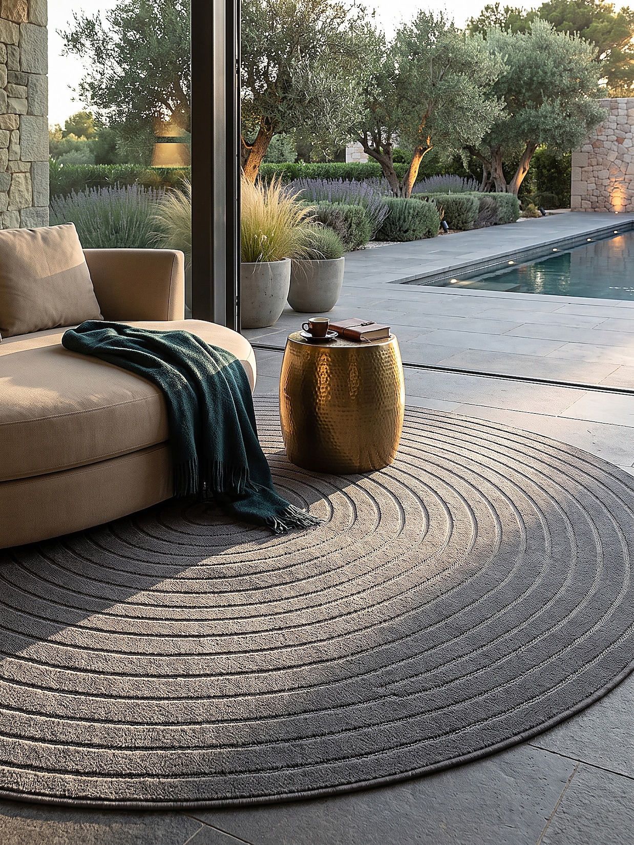 Outdoor-Teppich Wetterfest Anthrazit 160x160 cm - MEZEN Kadima