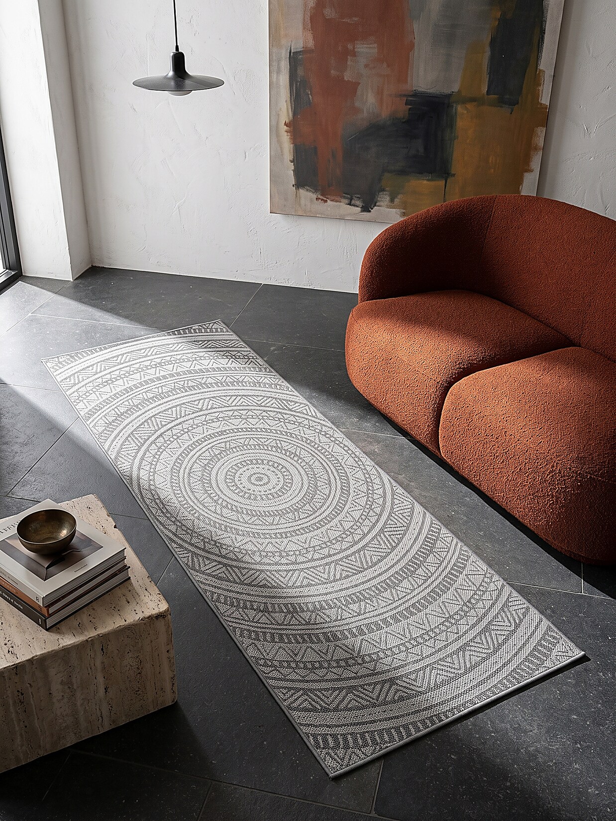 Läufer Pflegeleicht Anthrazit 80x150 cm - BORNO Kadima Design
