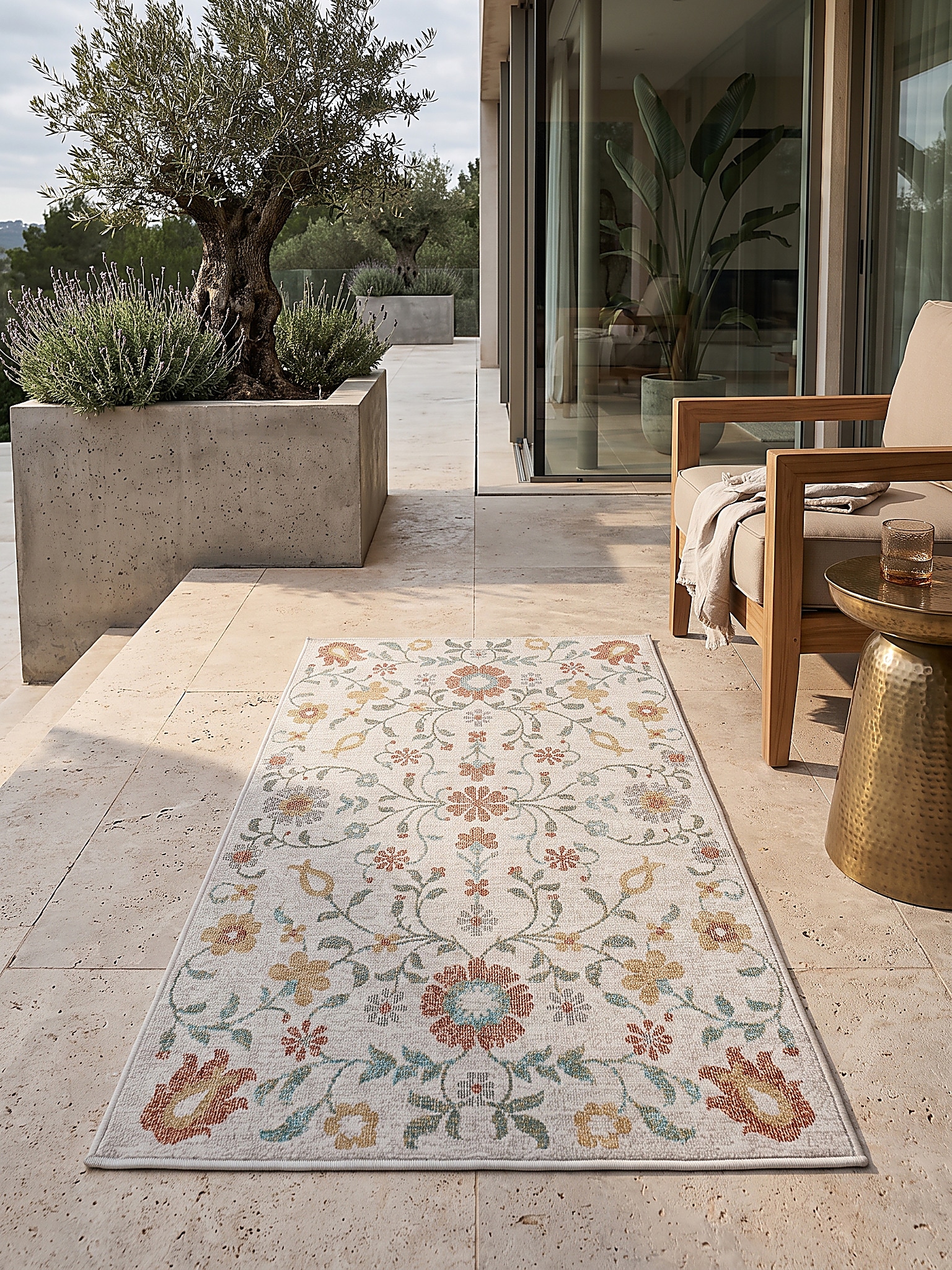 Outdoor-L&auml;ufer Wetterfest Creme 80x150 cm - LIMMAT | Kadima Design 
