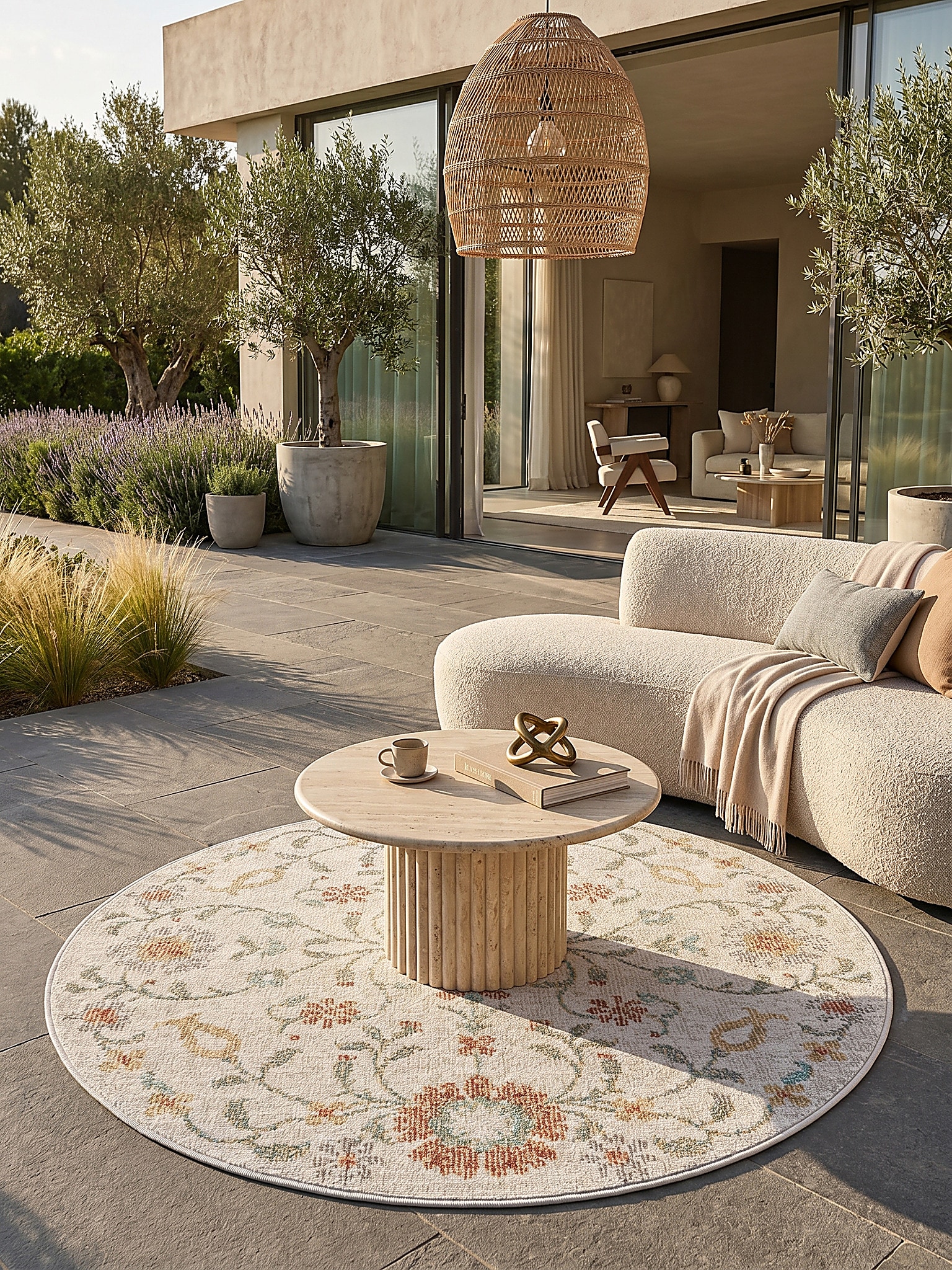 Outdoor-Teppich Wetterfest Creme 120x120 cm - LIMMAT | Kadima Design 