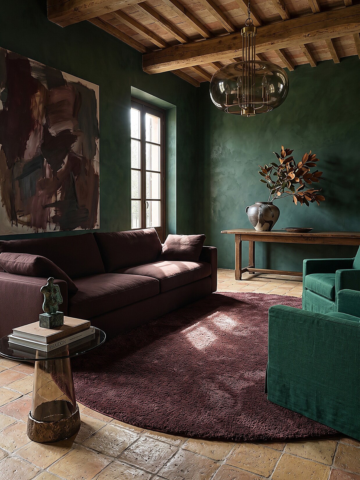 Teppich Antirutsch Bordeauxrot 200x200 cm - ALDAN Kadima Design