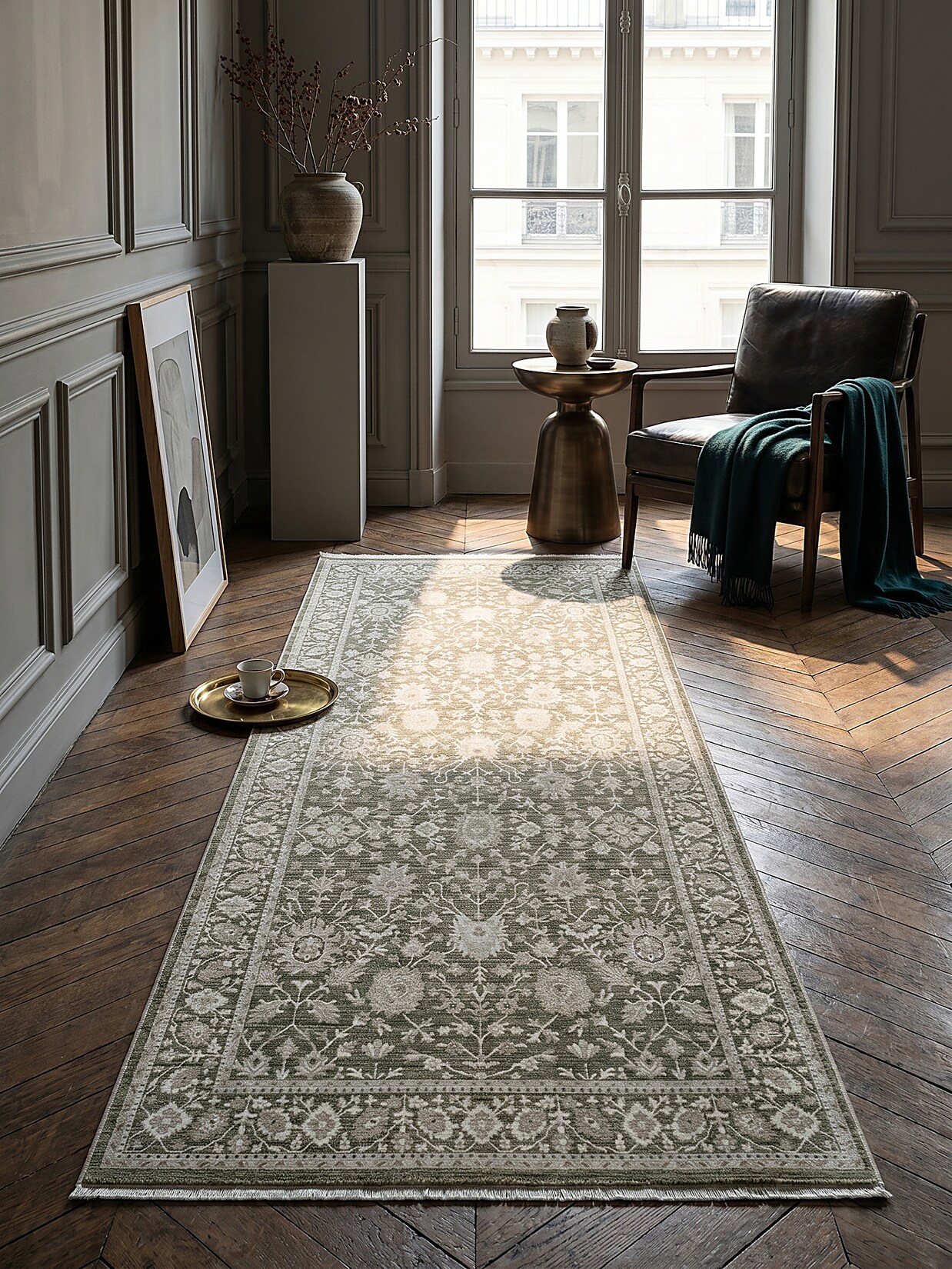 Läufer Pflegeleicht Grün 80x150 cm - SCRIVIA Kadima Design