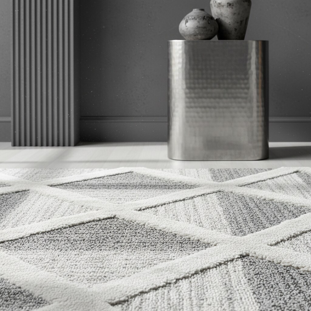 Hochflorteppich TALFER, geometrisch, Florh&ouml;he 20 mm, Grau, 60 x 110 cm 