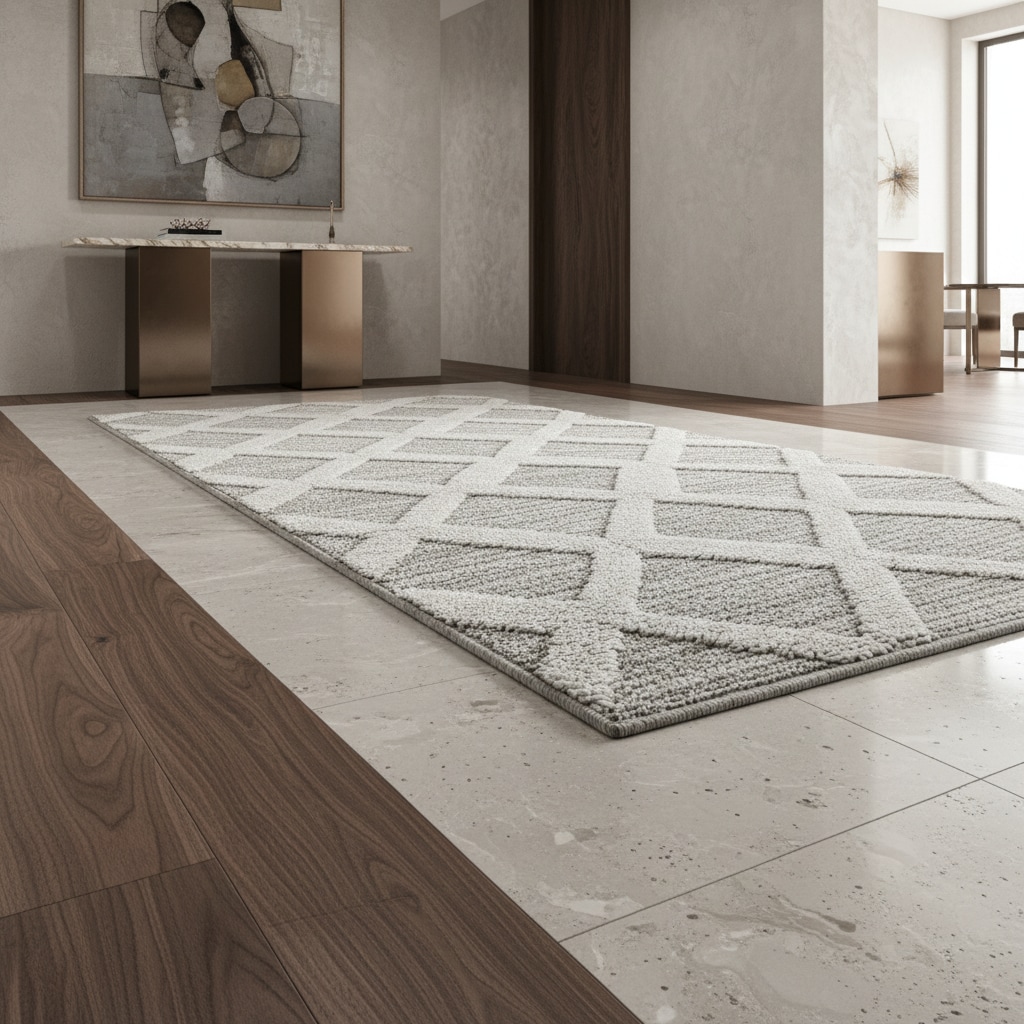 Hochflorteppich TALFER, im Boho-Stil, Grau, 80 x 250 cm