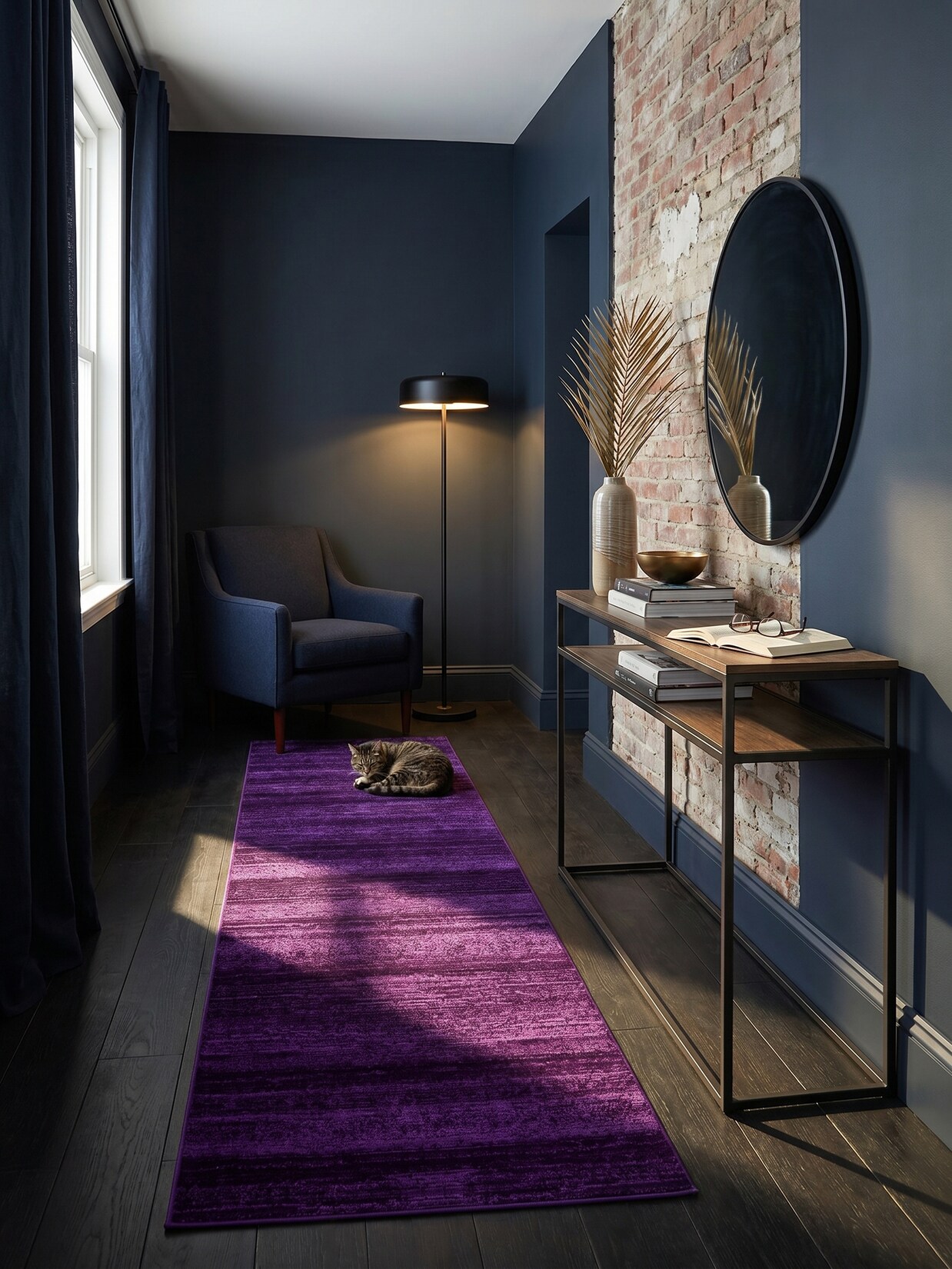 Kurzflorteppich INN, einfarbig, Violett, 80 x 300 cm