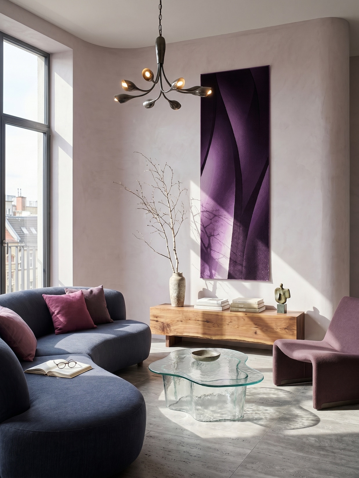 Kurzflorteppich INN, mit Farbverlauf, Violett, 80 x 300 cm