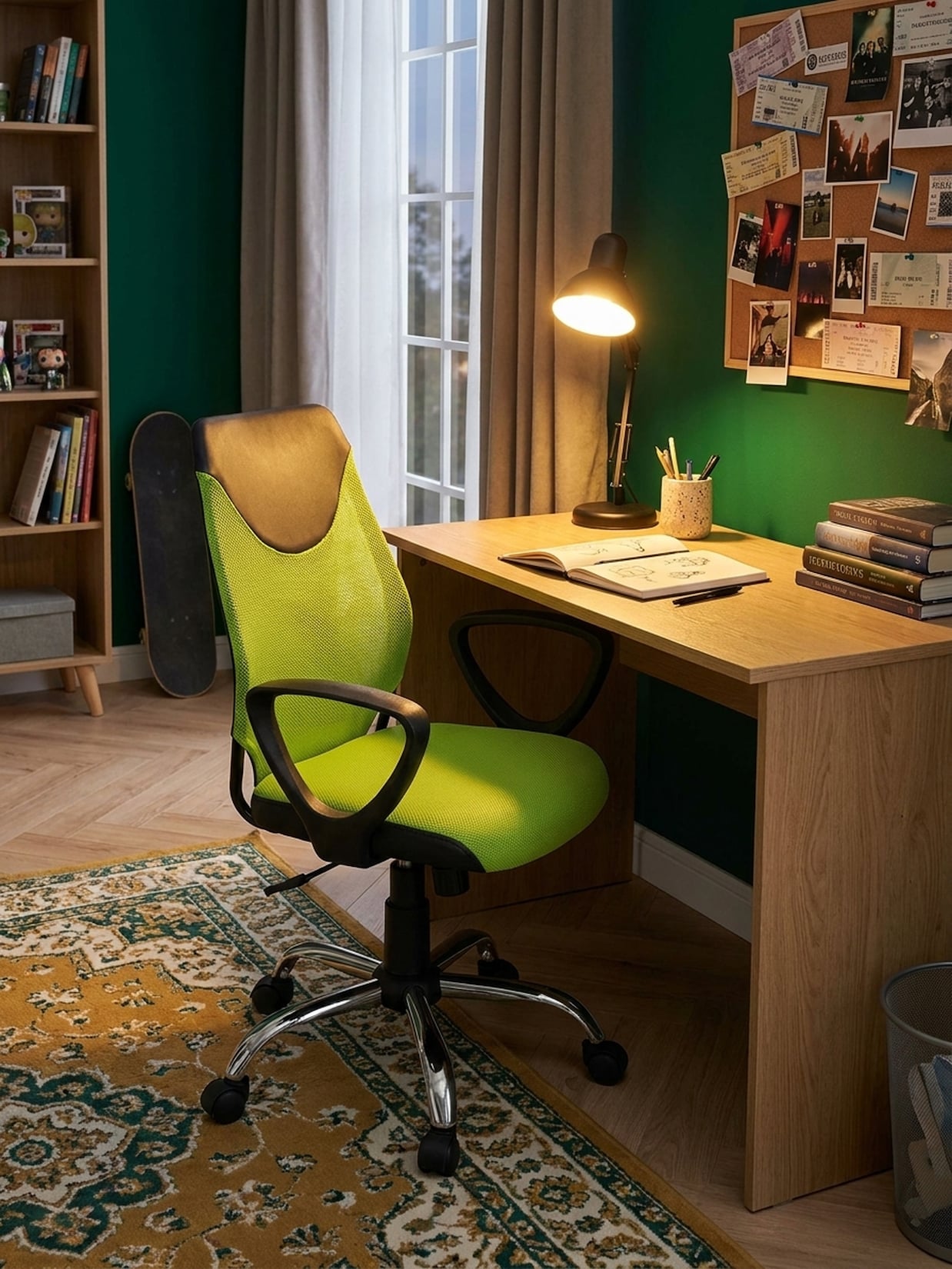Kinderschreibtischstuhl Höhenverstellbar Ergonomisch TERNI, Grün 60x60x101 cm