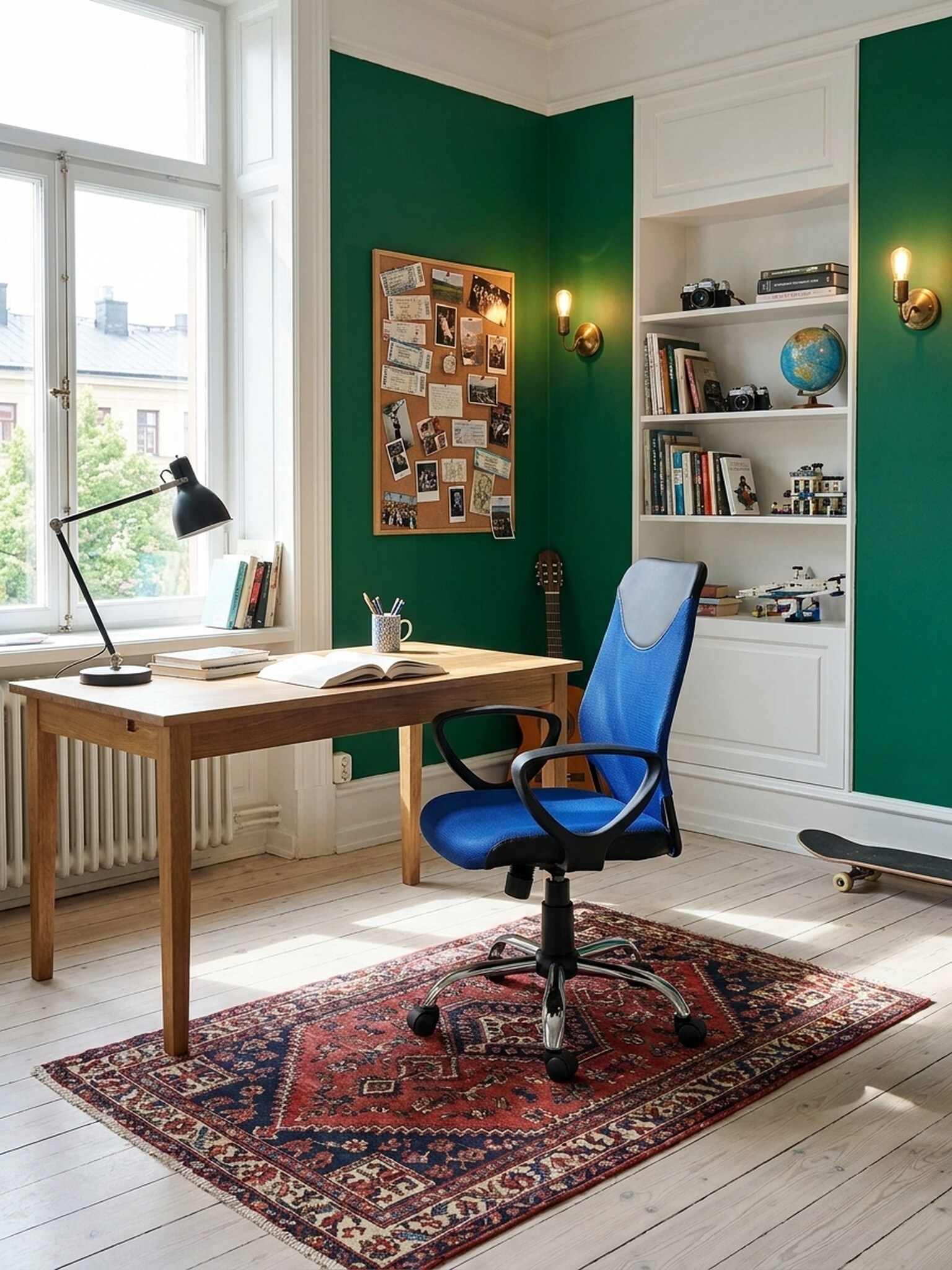 Kinderschreibtischstuhl H&ouml;henverstellbar Ergonomisch TERNI, Blau 60x60x101 cm 