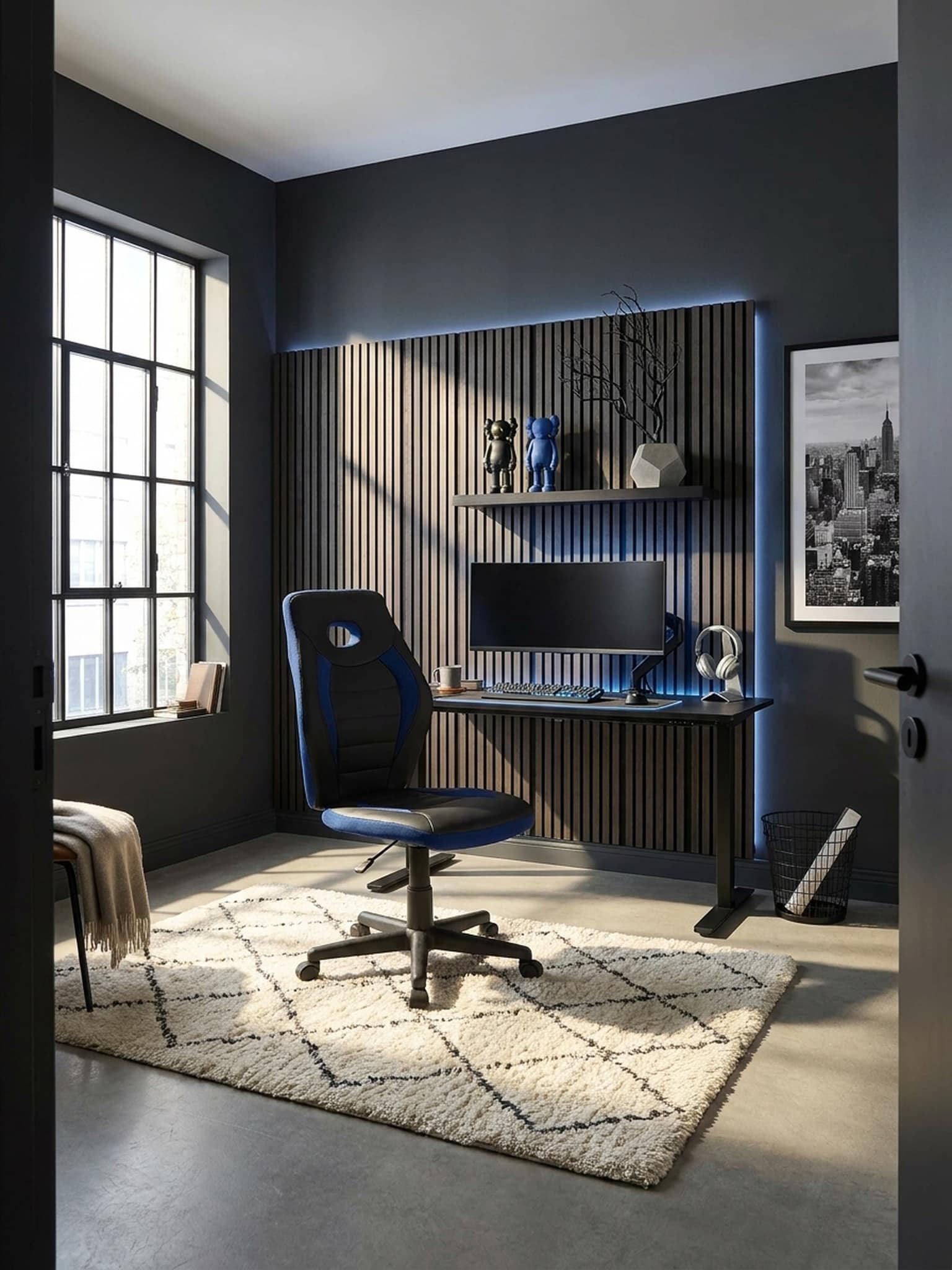 Kinderdrehstuhl H&ouml;henverstellbar Ergonomisch Ohne Armlehne LUAN, Schwarz 63x63x103 cm 